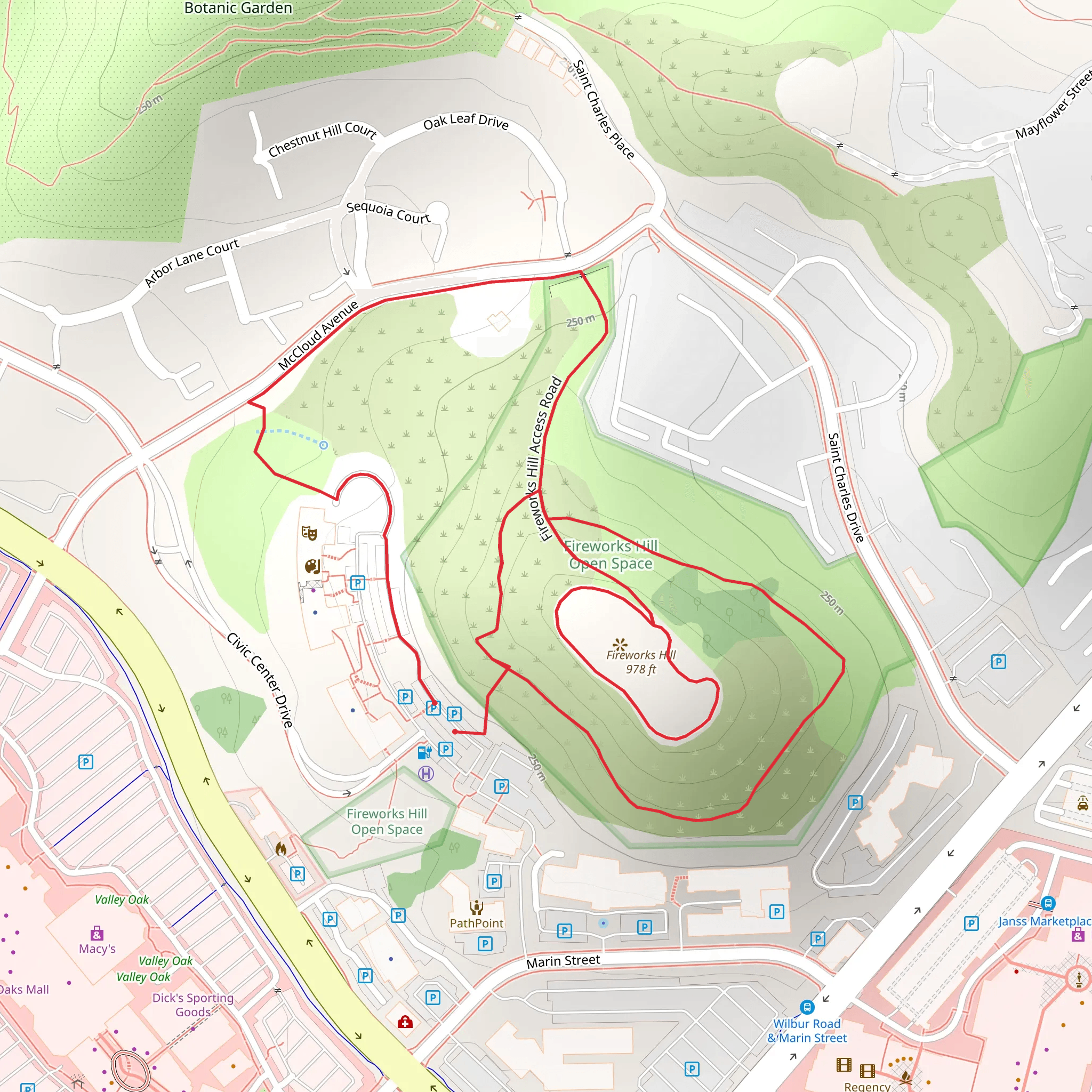 Fireworks Hill Loop mobile static map