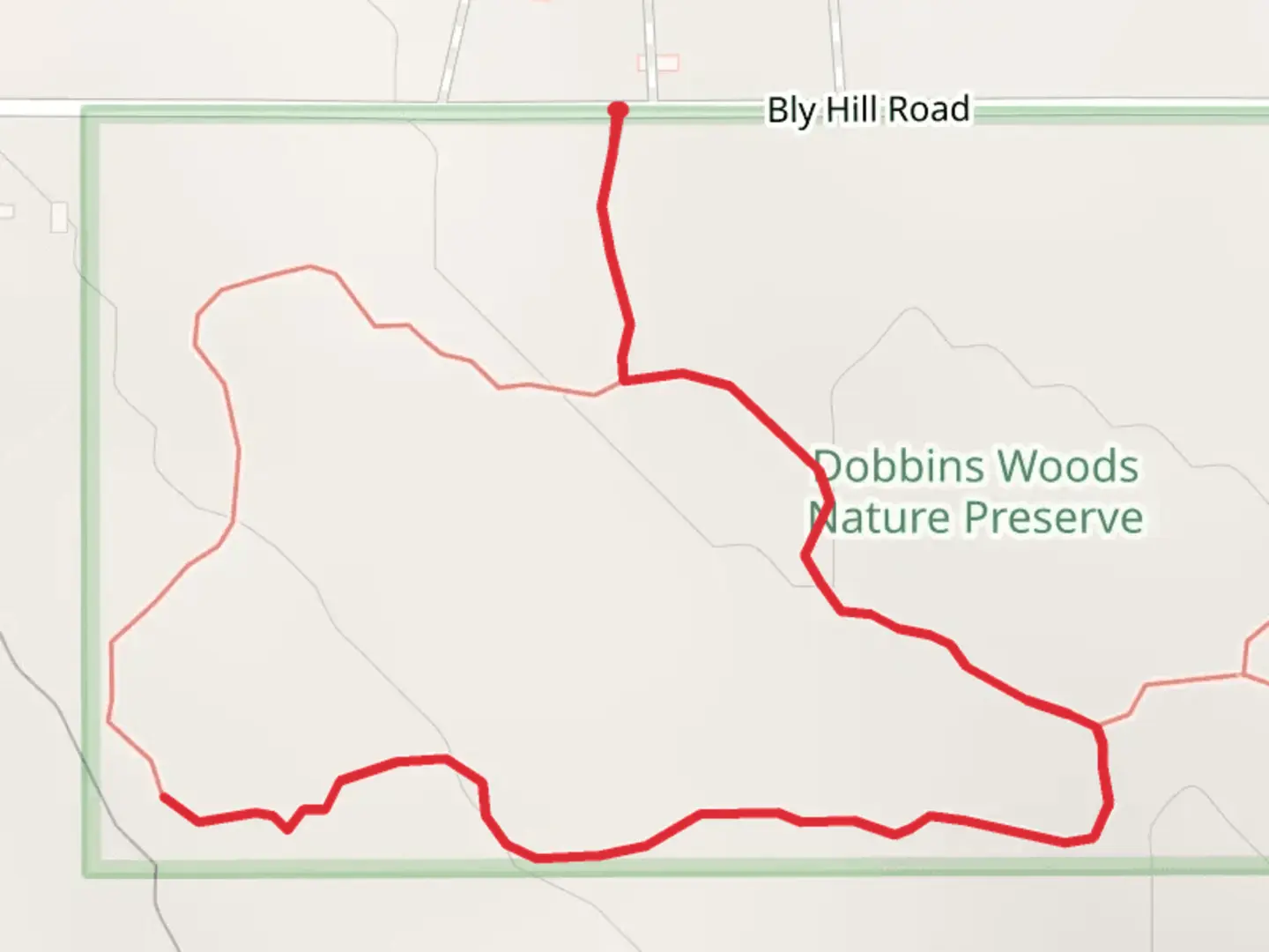 An image depicting the trail Bly Hill Road and its surrounding area.