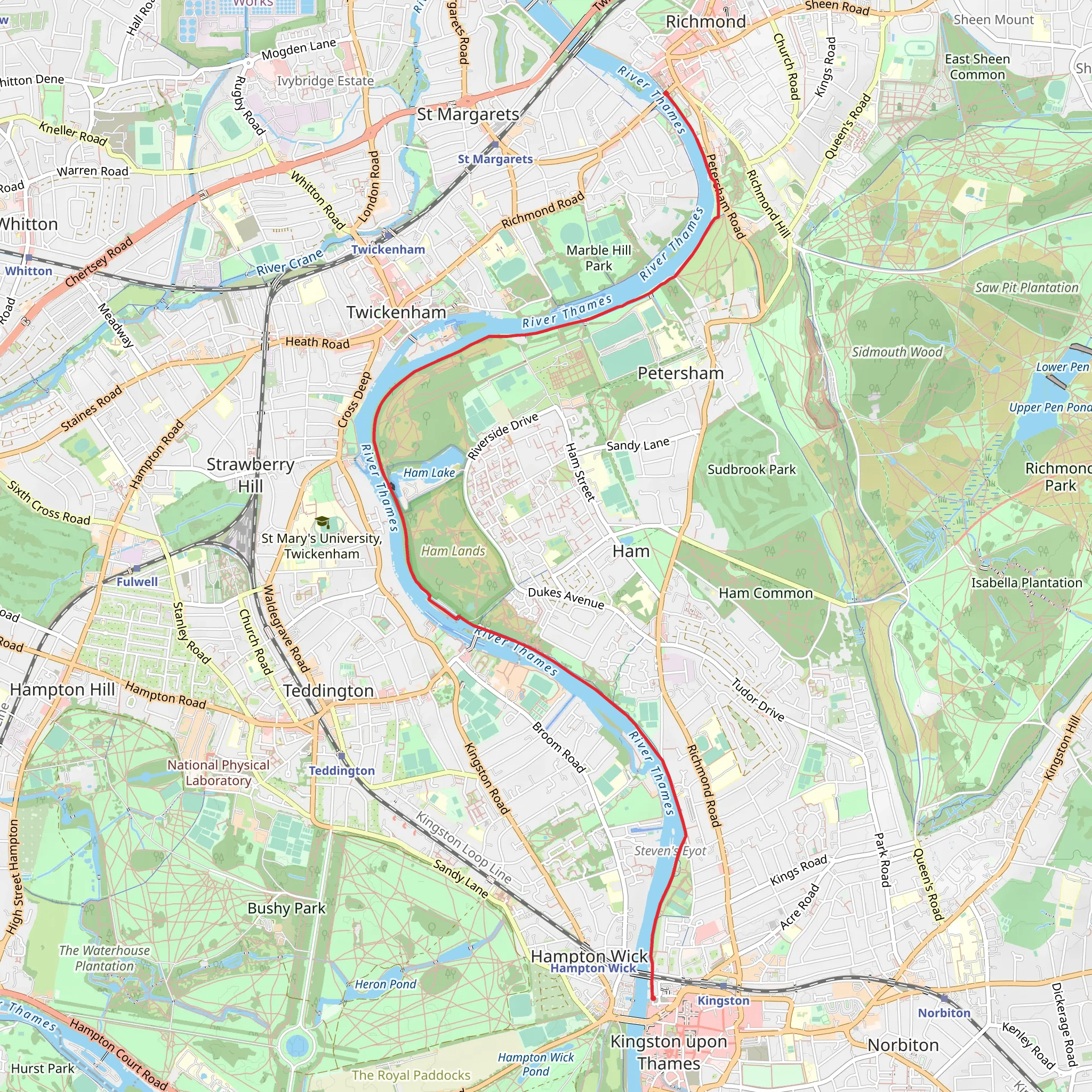 Richmond to Kingston River Walk mobile static map
