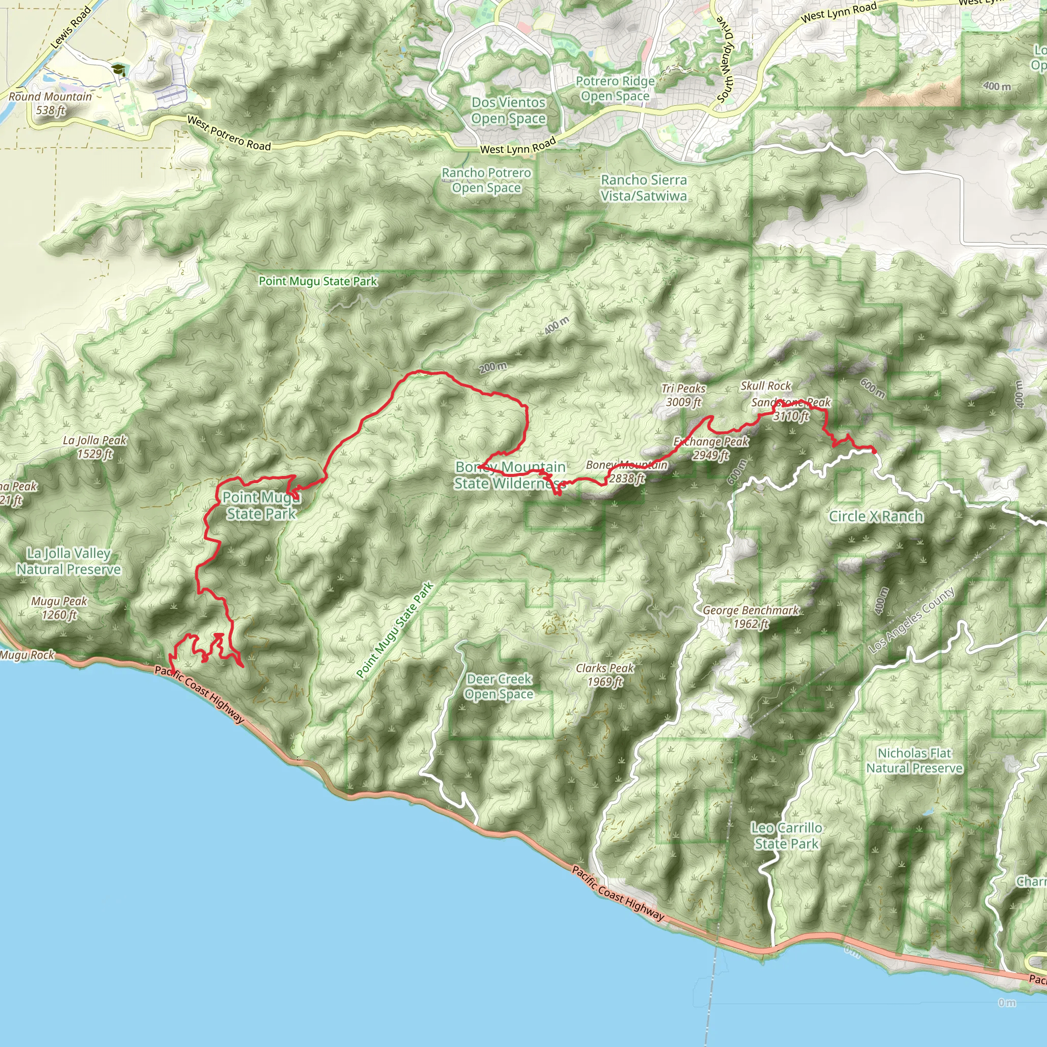 Mishe Mokwa Trail - Backbone Trail from Triunfo Pass mobile static map