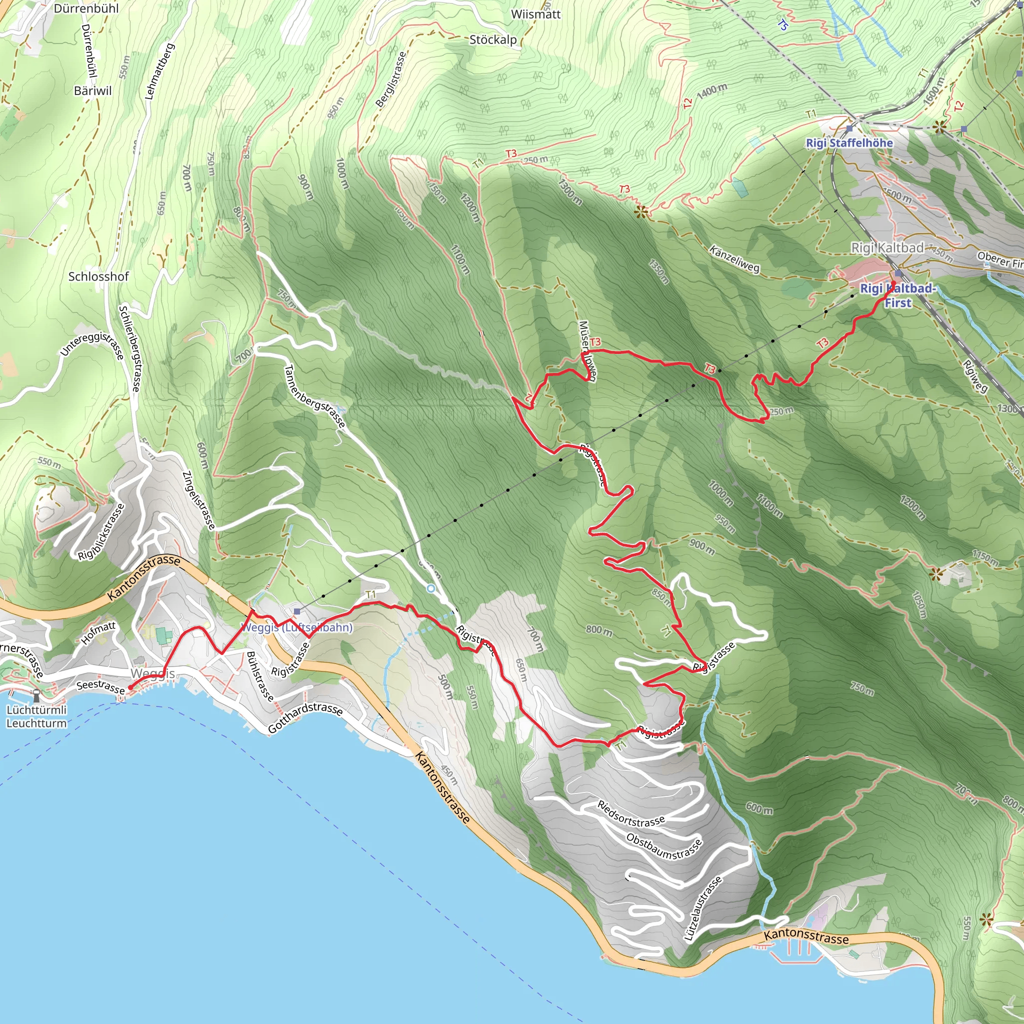 Weggis - Rigi Kaltbad via Steiglen mobile static map