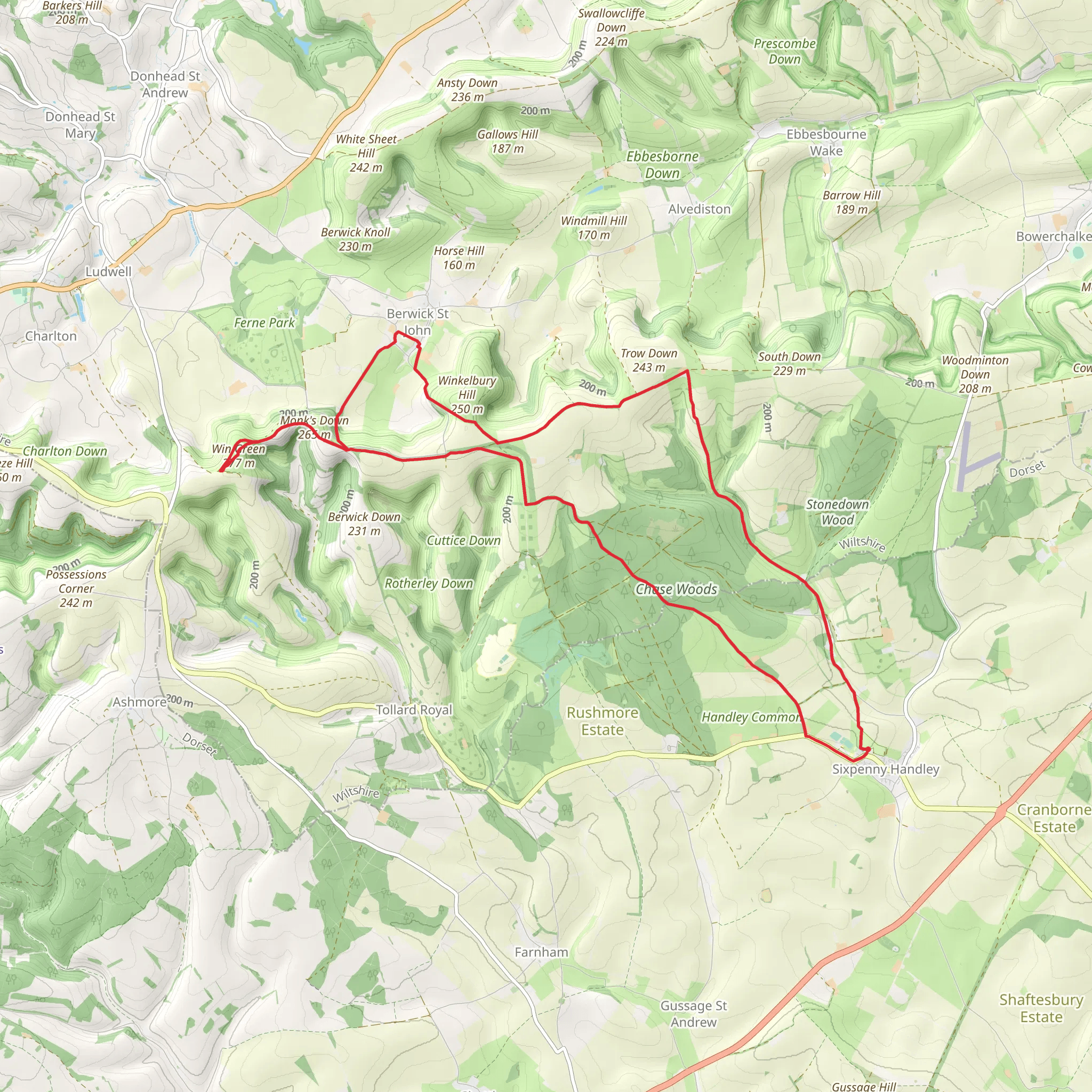 Won Green and Chase Woods Loop mobile static map