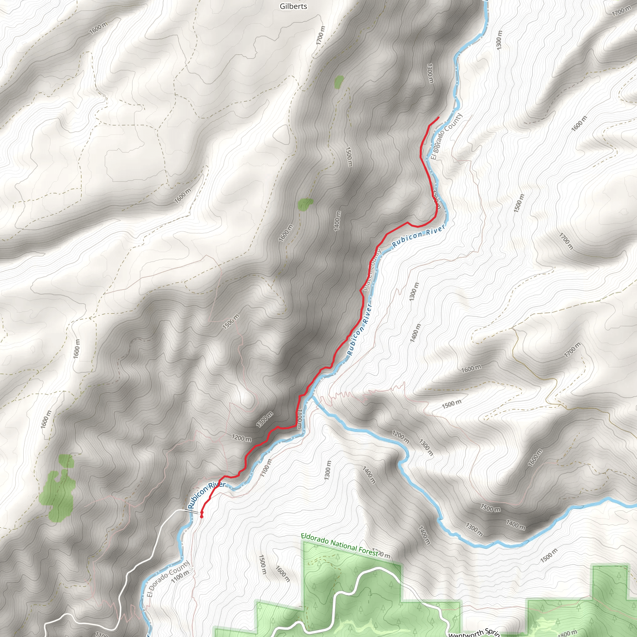 Rubicon River Out and Back mobile static map