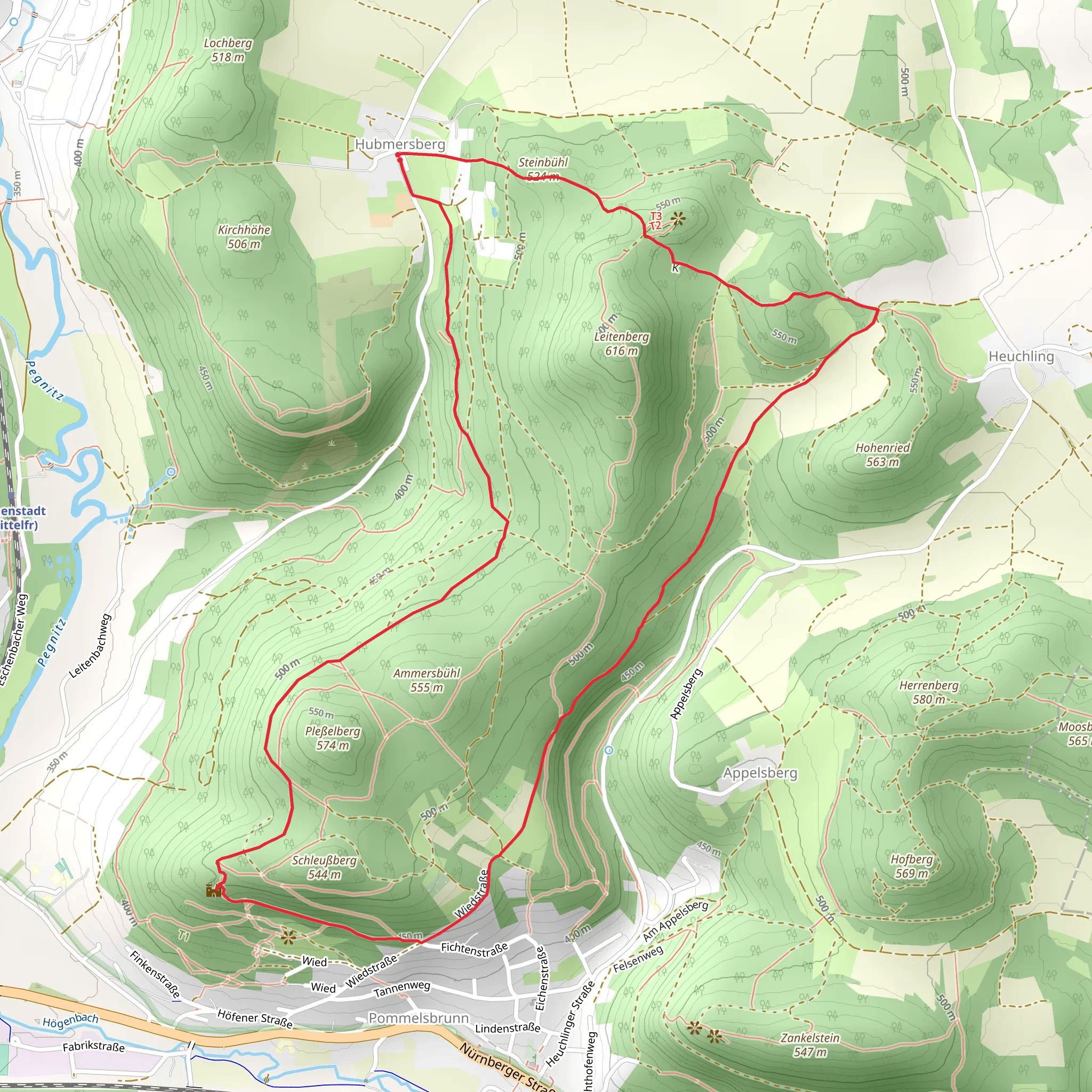 Gelbpunkt and 7 Summits Weg Leitenberg mobile static map