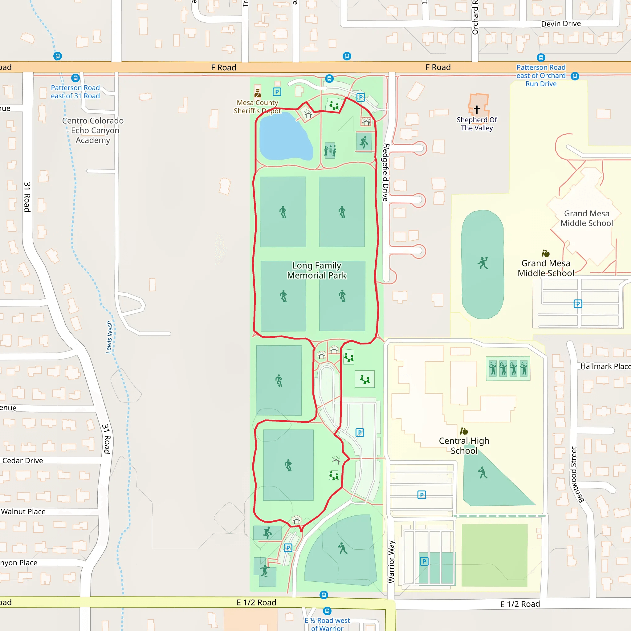 Long Family Memorial Park Loop mobile static map