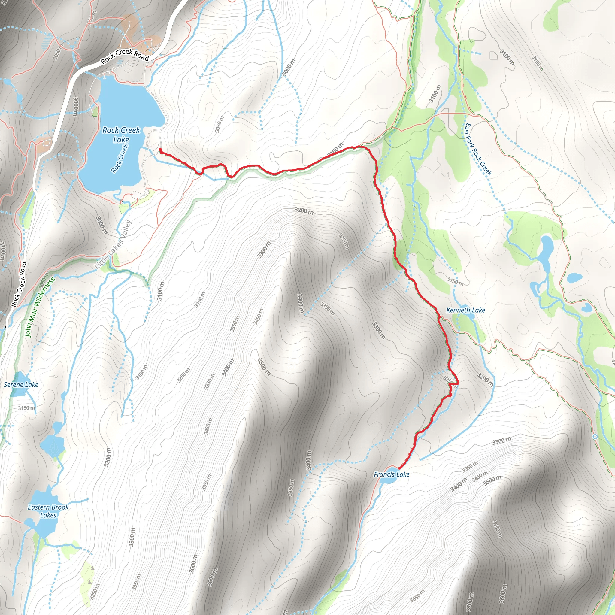 Francis Lake via Tamarack Lakes Trail mobile static map