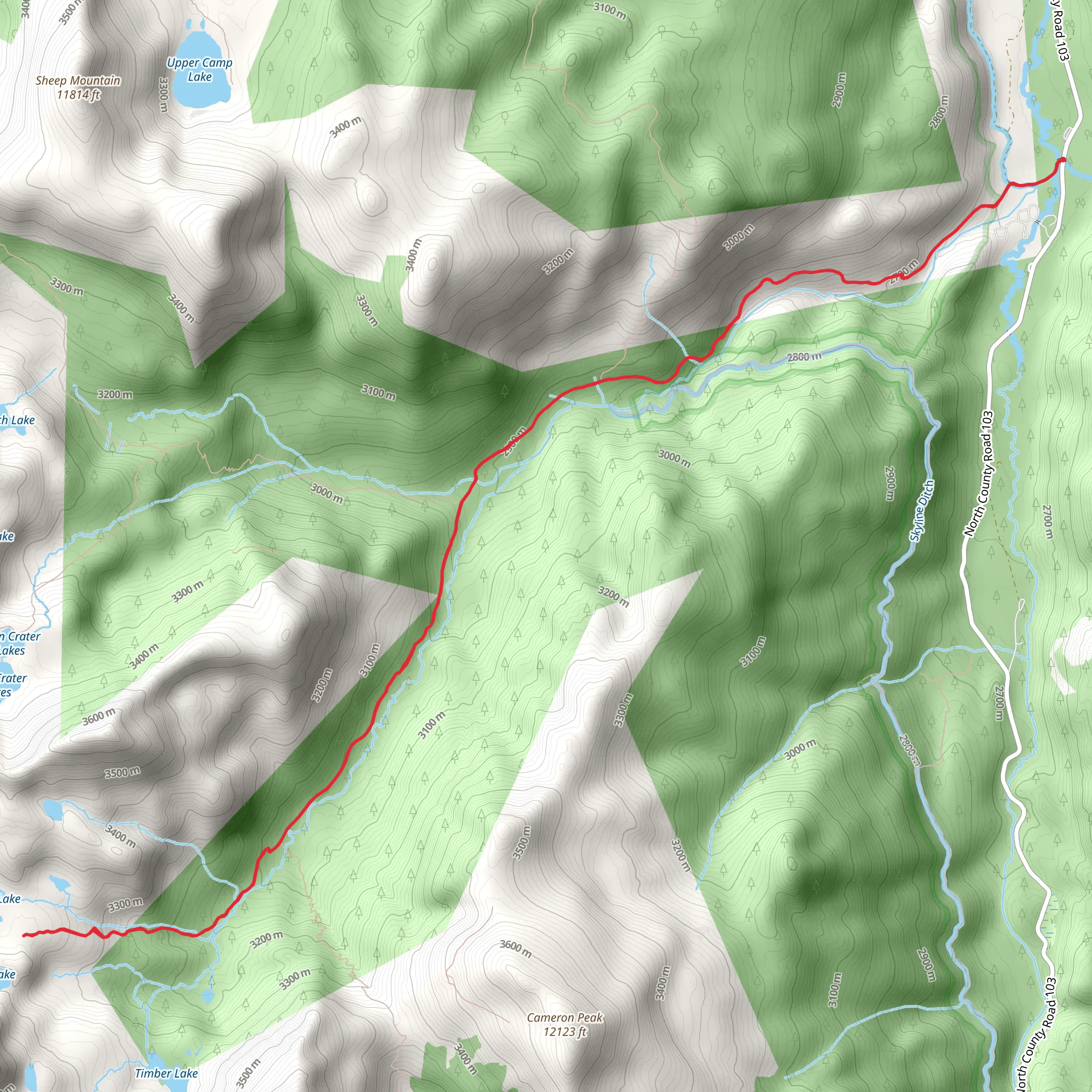 Carey Lake via West Branch Trail mobile static map