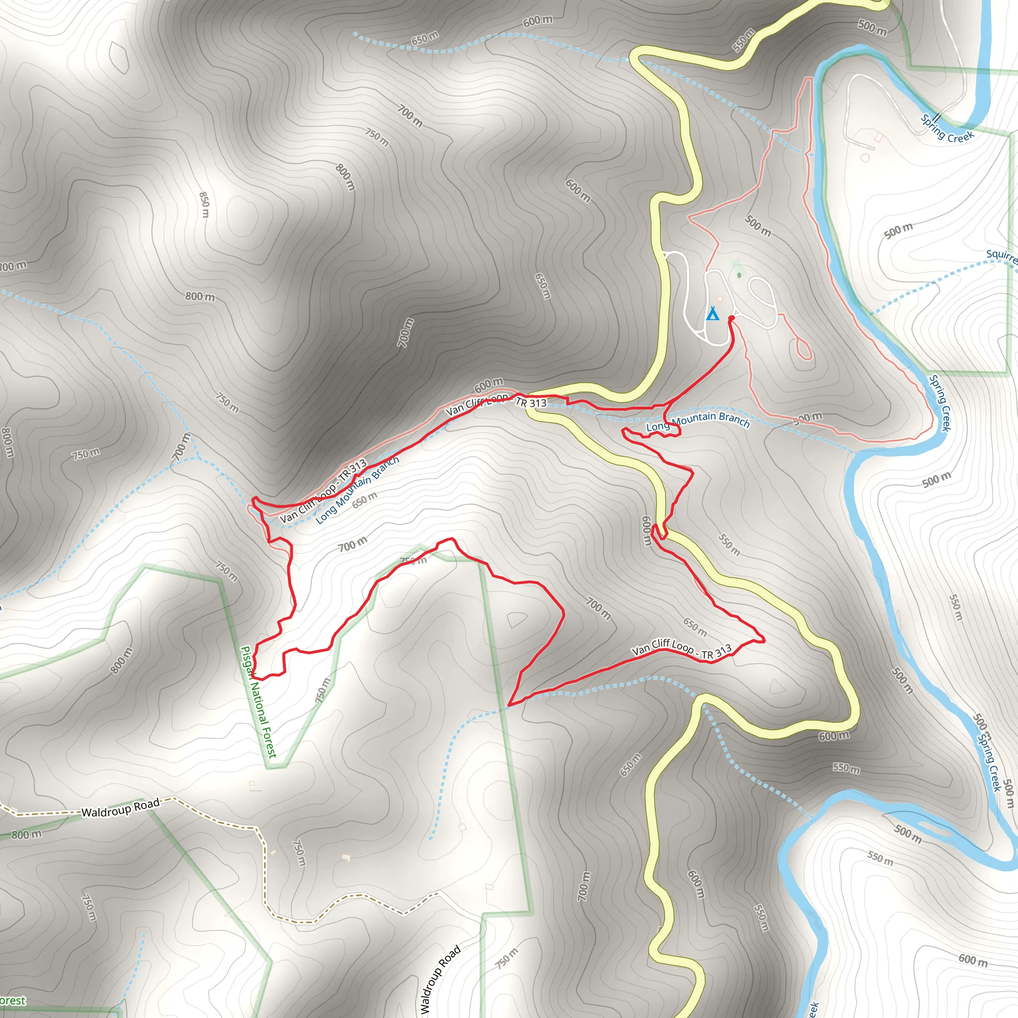 Vancliff Loop Trail via Rocky Bluff Campground Trail mobile static map