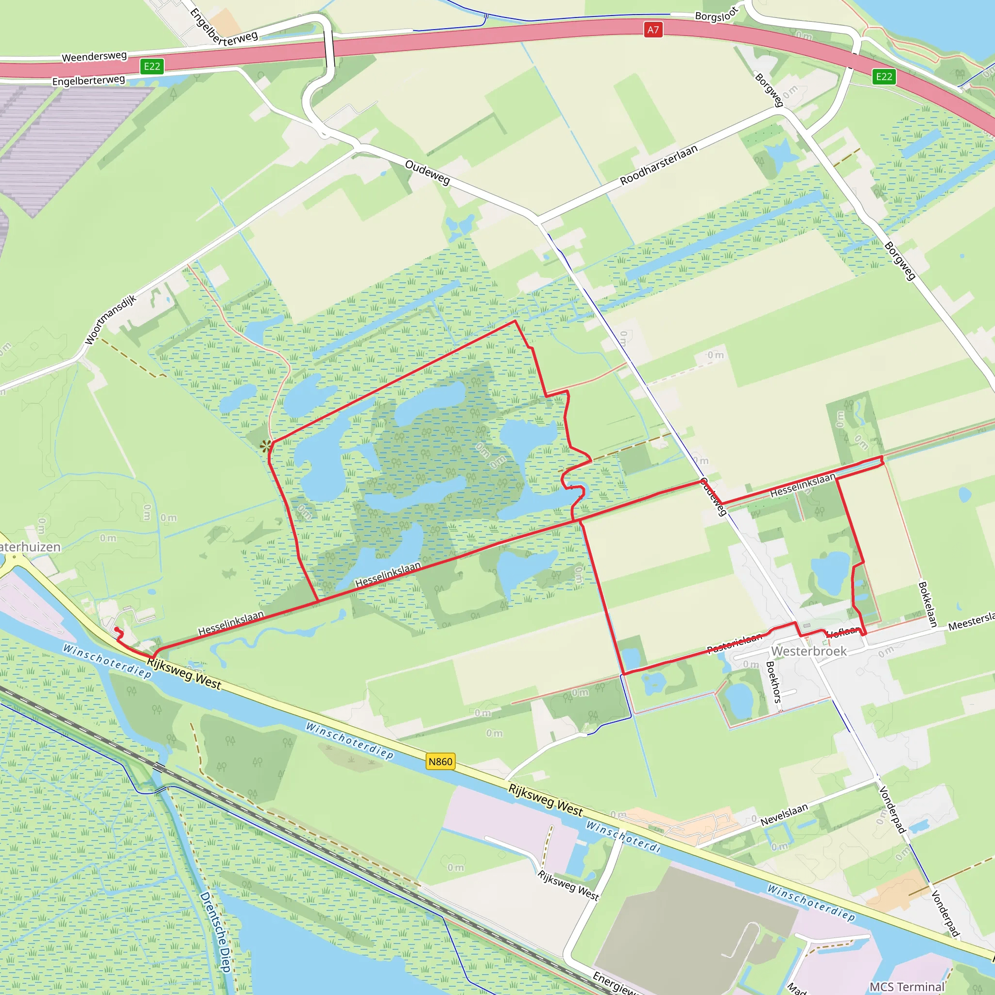 Westerbroek via Hesselinkslaan and Frederikspad mobile static map