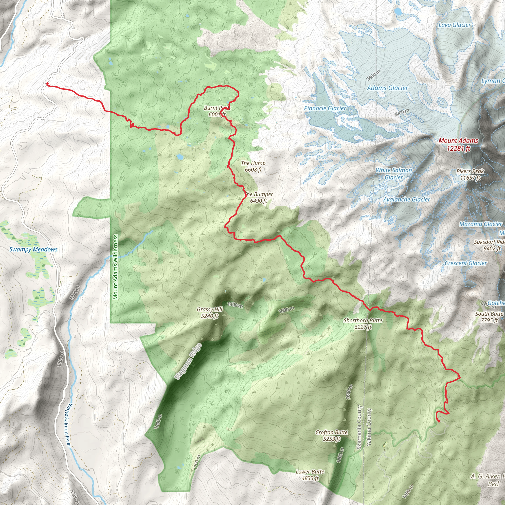 South Climb, Burnt Rock Peak and Riley Camp Trail mobile static map