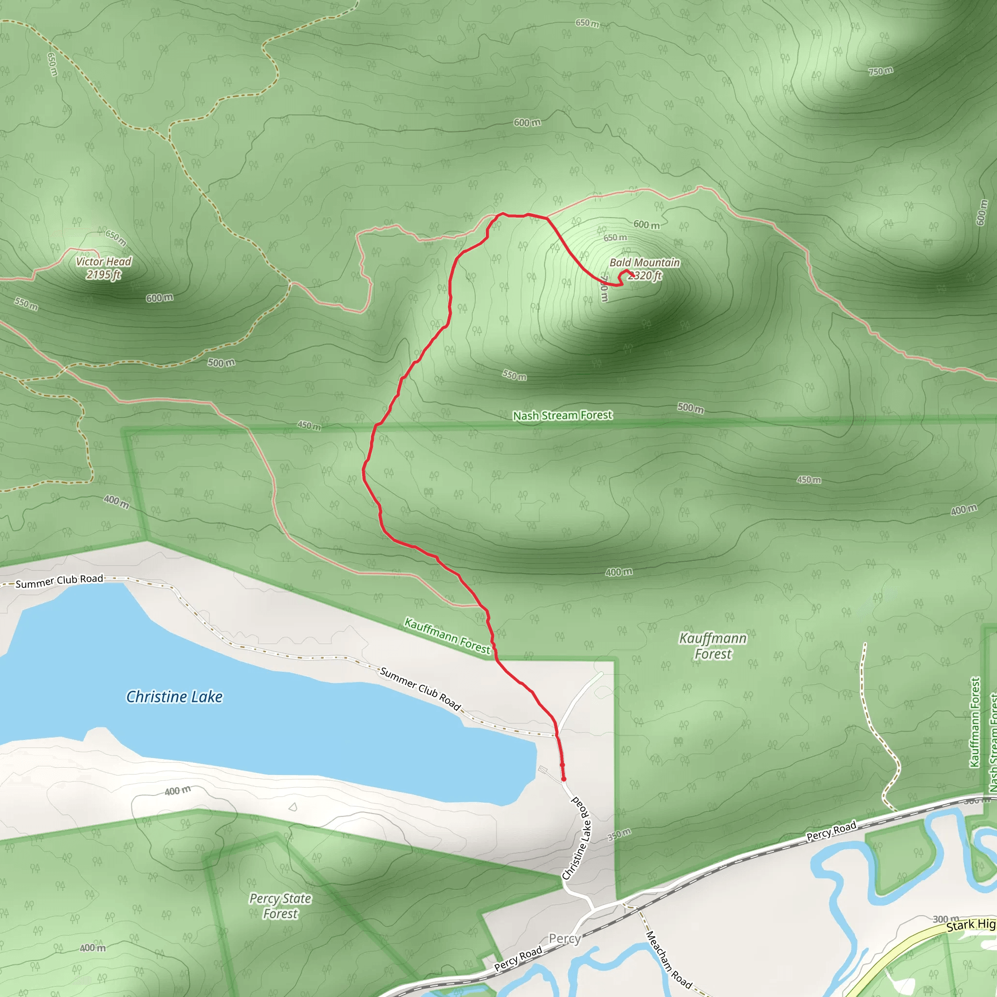 Christine Lake to Bald Mountain Trail mobile static map