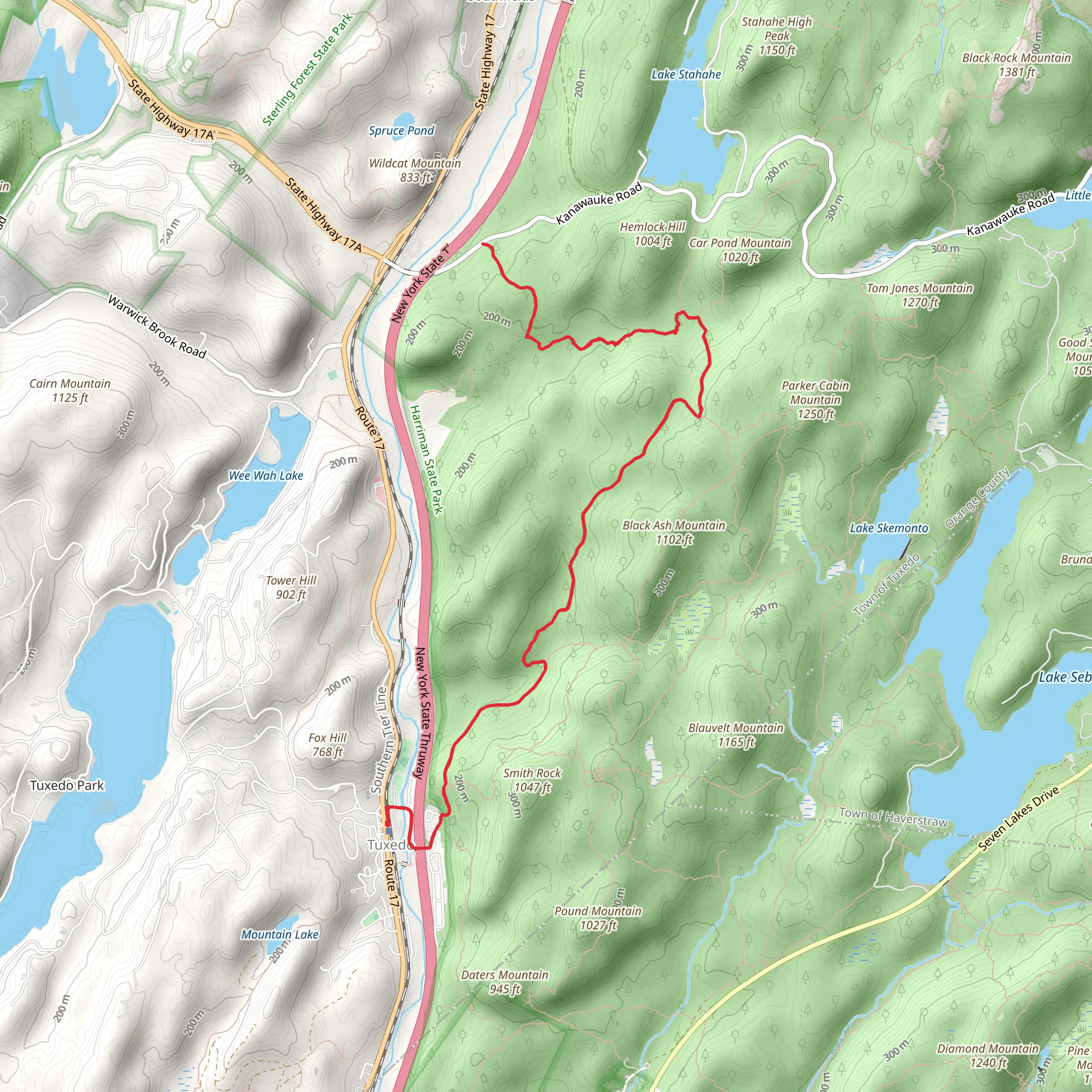 Triangle and Parker Cabin Hollow Trail mobile static map