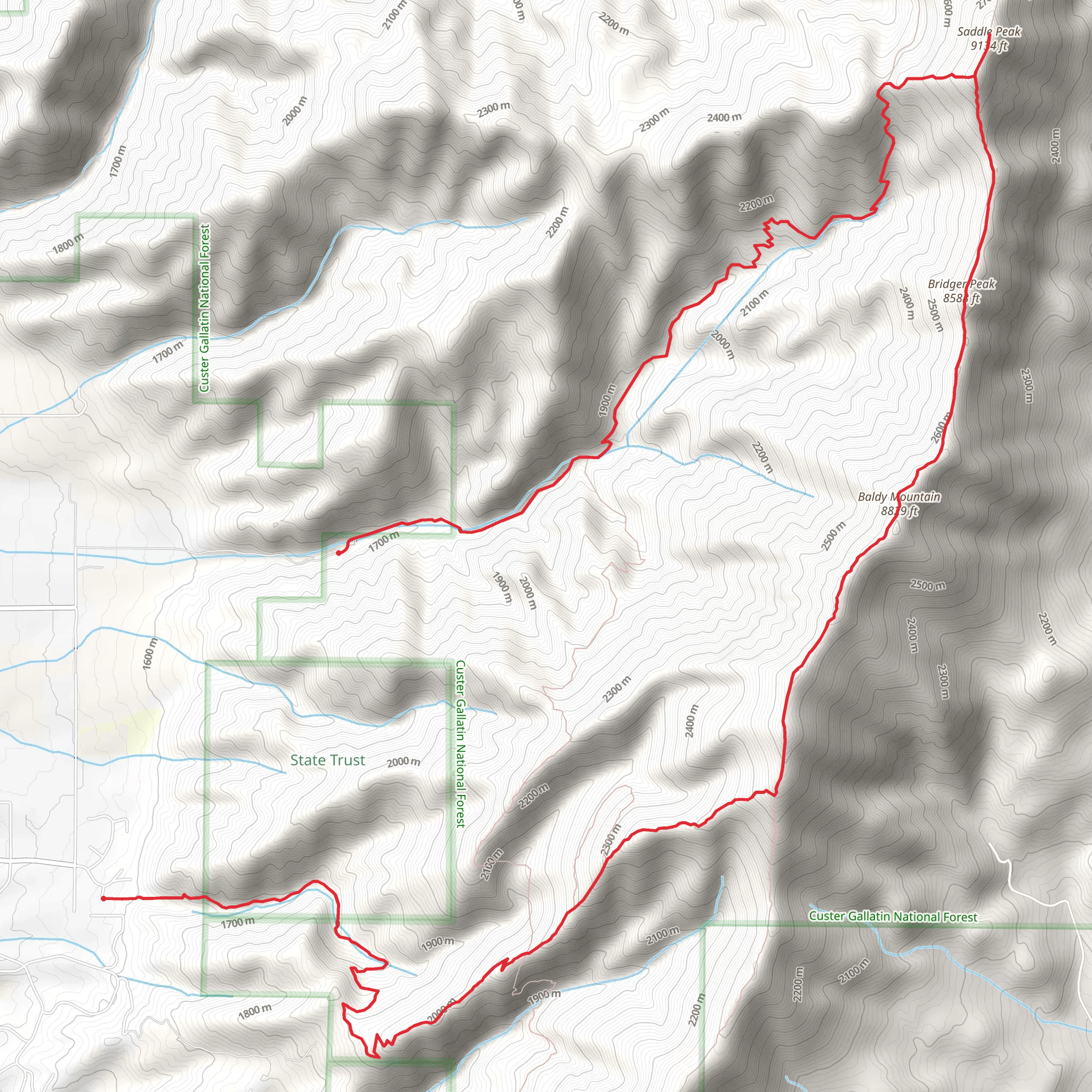 Middle Cottonwood Trail and Sypes Canyon Trail mobile static map