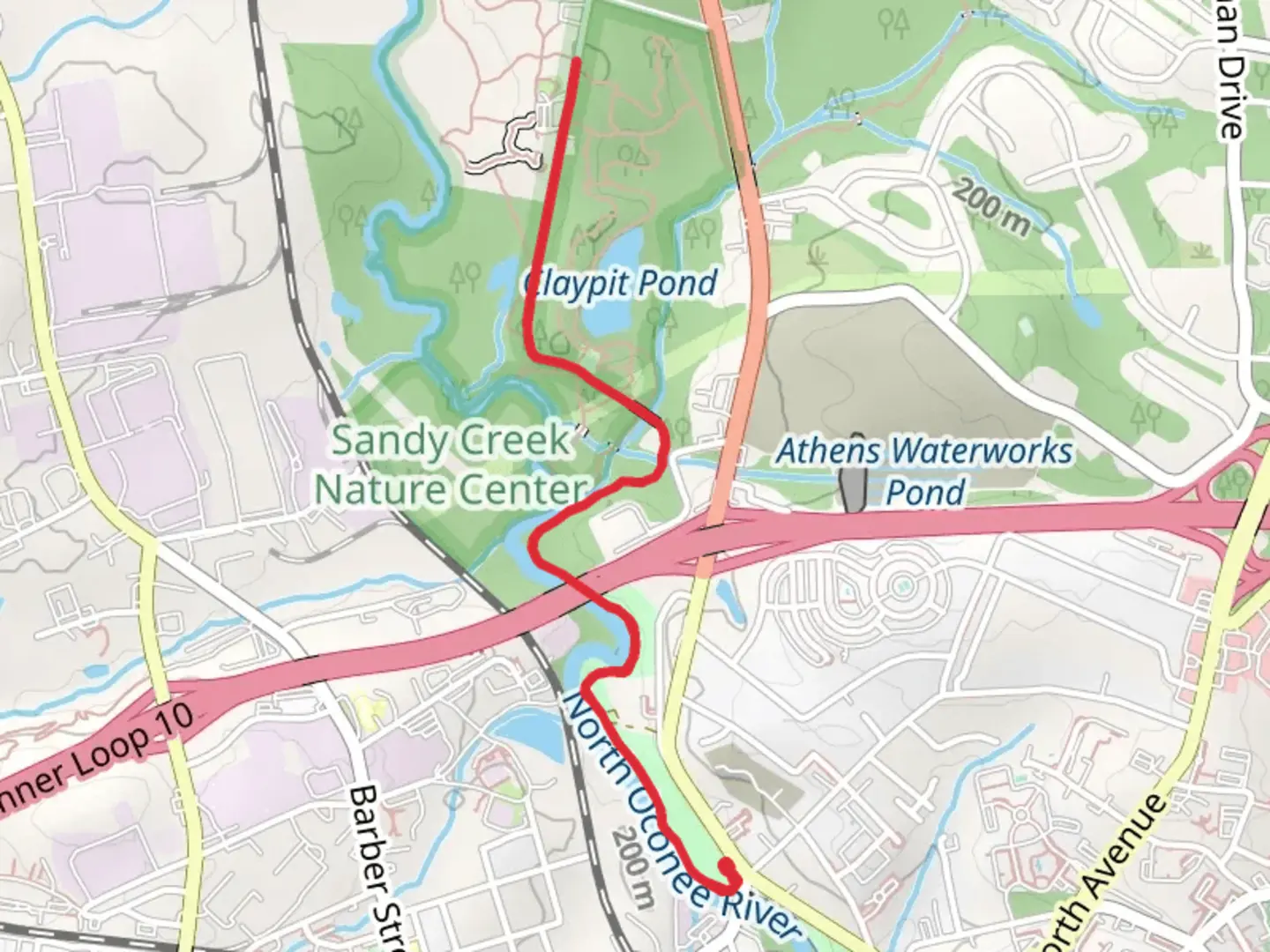 An image depicting the trail North Oconee River Greenway and its surrounding area.