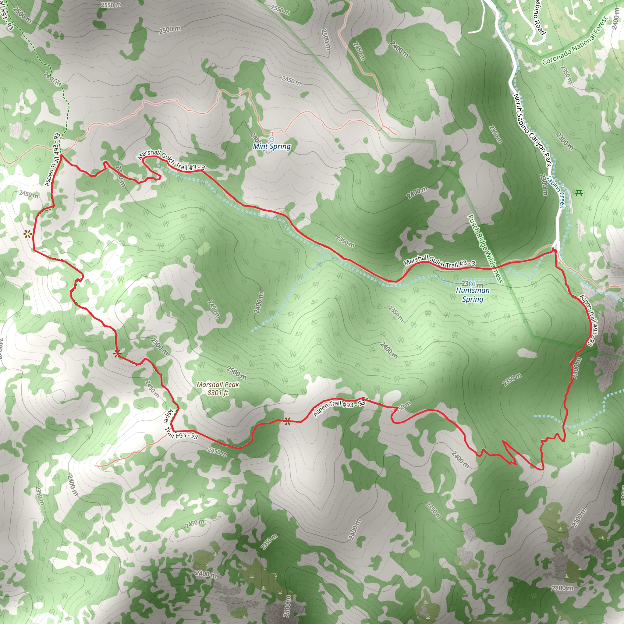 Marshall Peak via Aspen and Marshall Gulch Loop Trail mobile static map