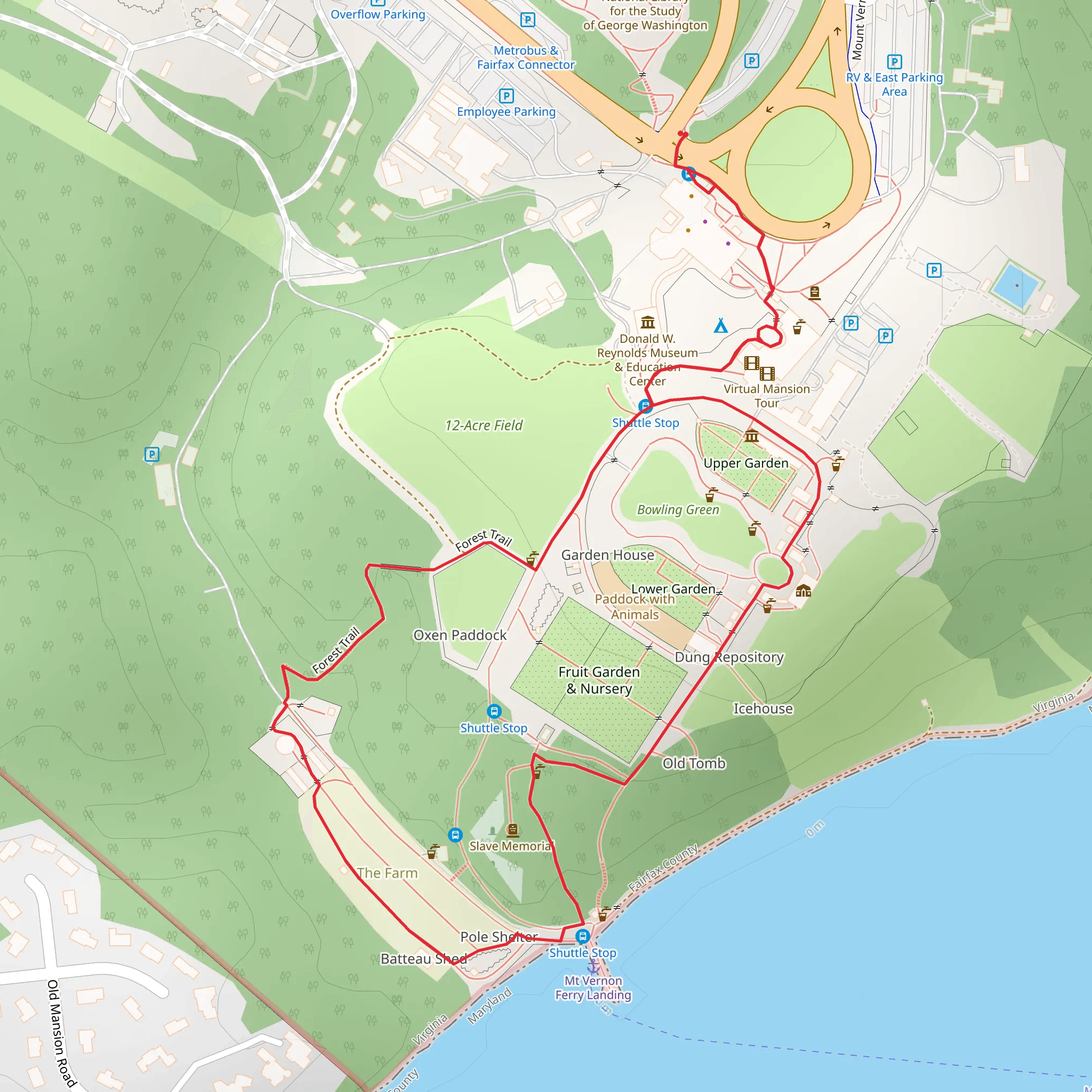 Bowling Green and Forest Trail Loop mobile static map