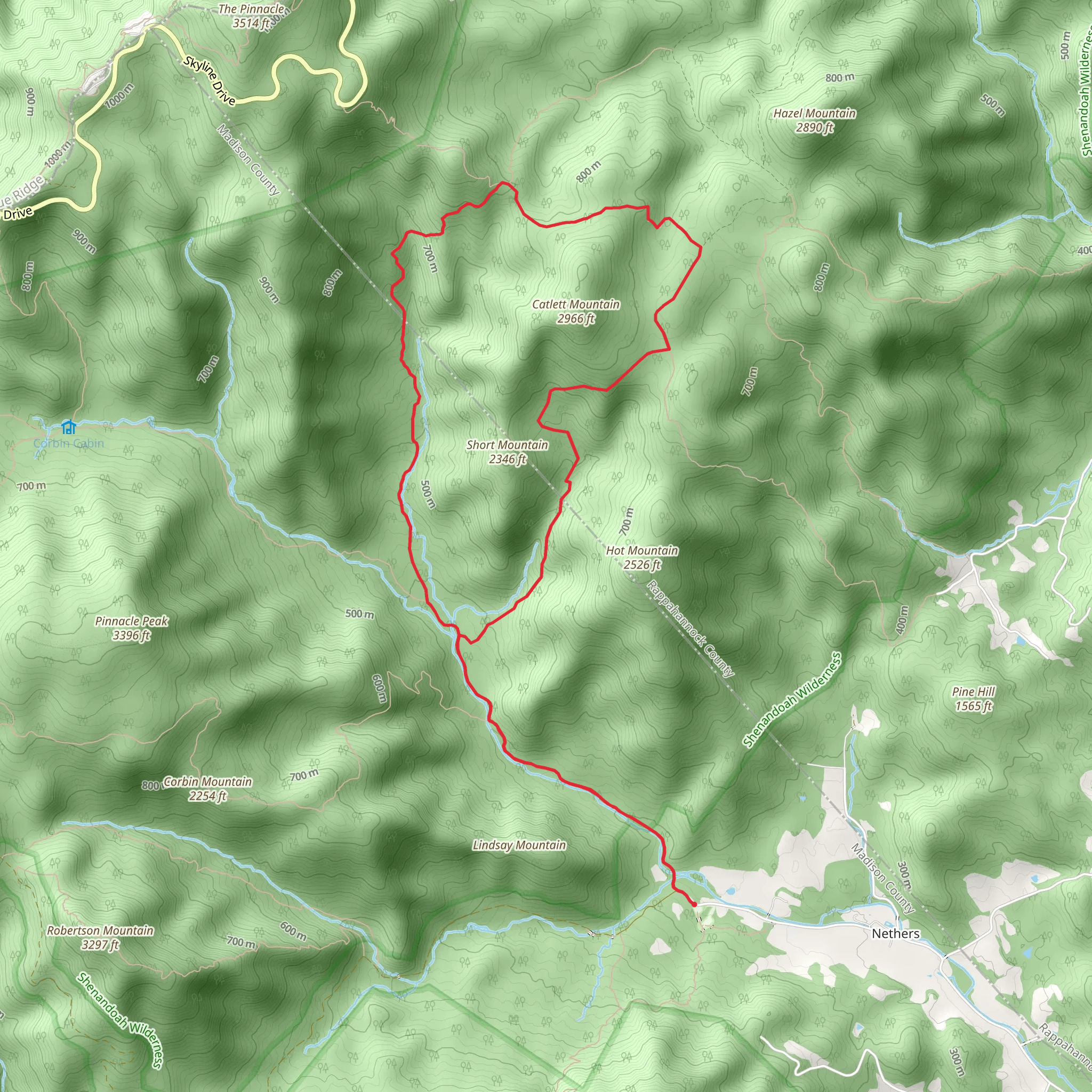 Nicholson Hollow, Hannah Run and Hot Short Mountain Loop Trail mobile static map