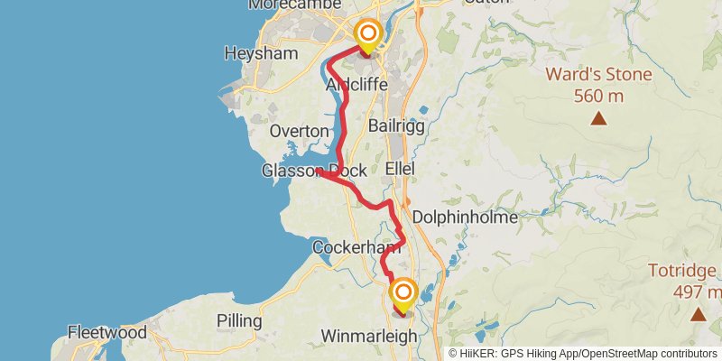 Lancashire's Northern Loop Walk stage 9 Map