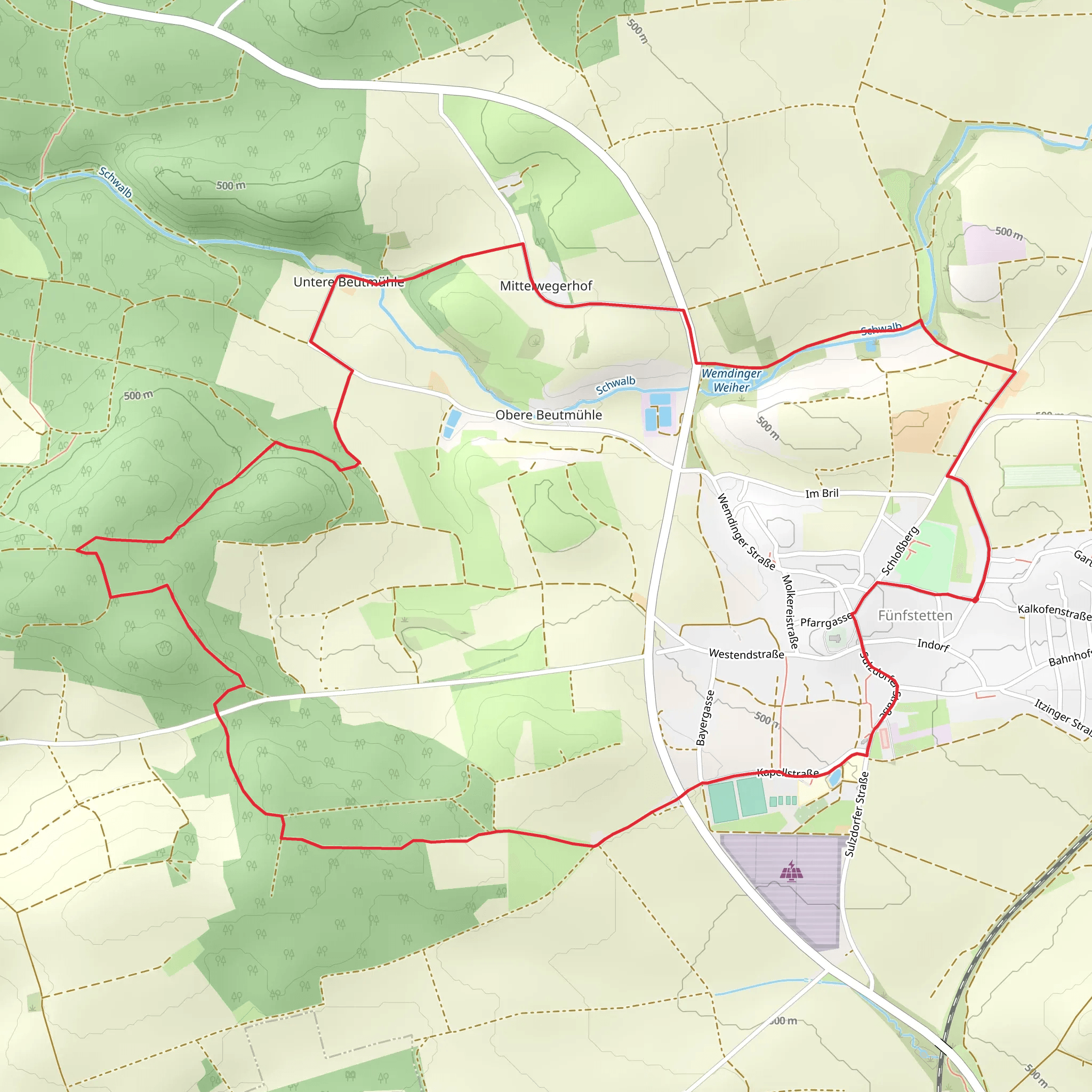 Wemdinger Weiher via Rundwanderweg Monheim mobile static map
