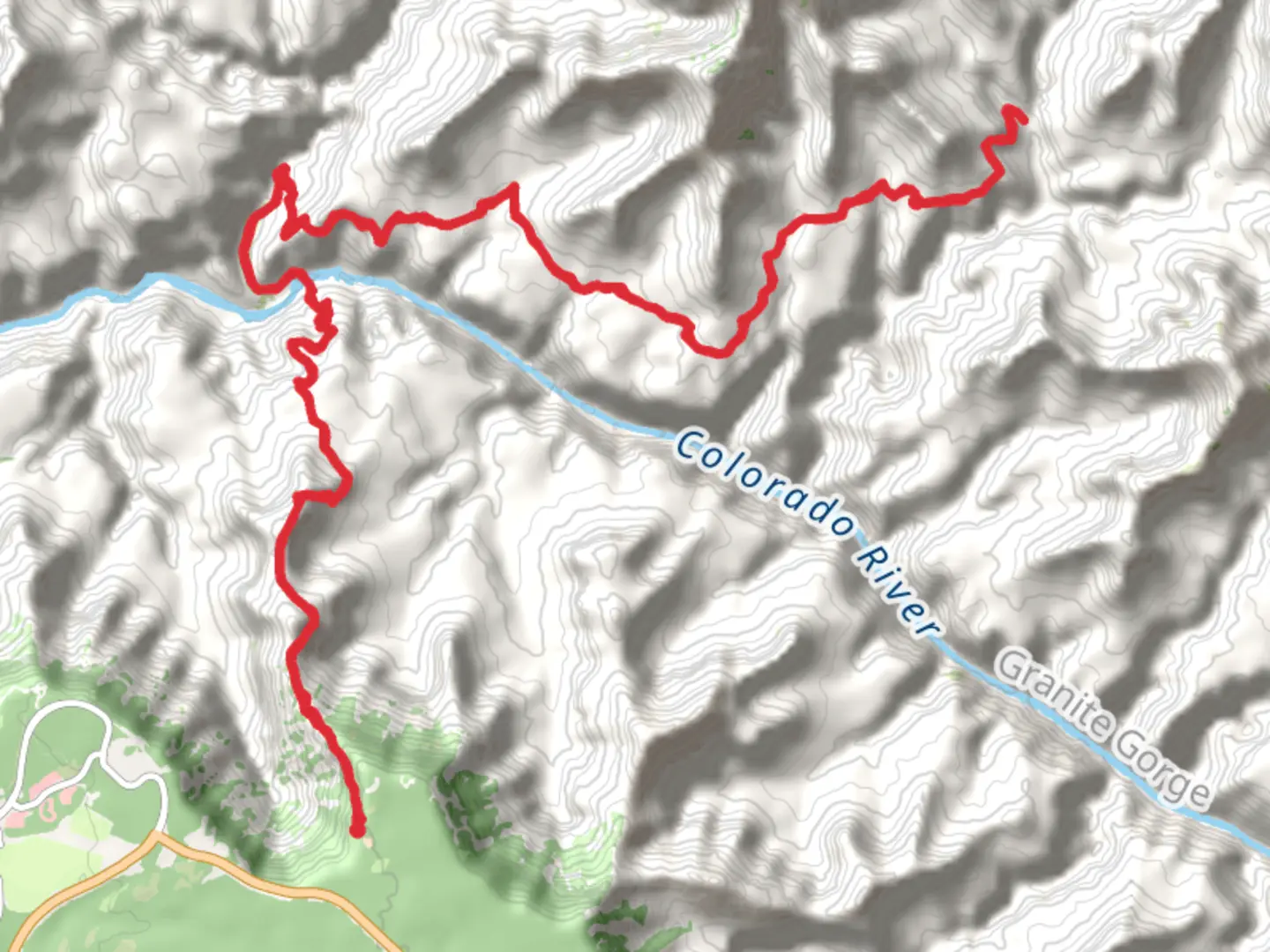 An image depicting the trail South Kaibab, Skeleton Point, The Tipoff and Clear Creek Trail and its surrounding area.