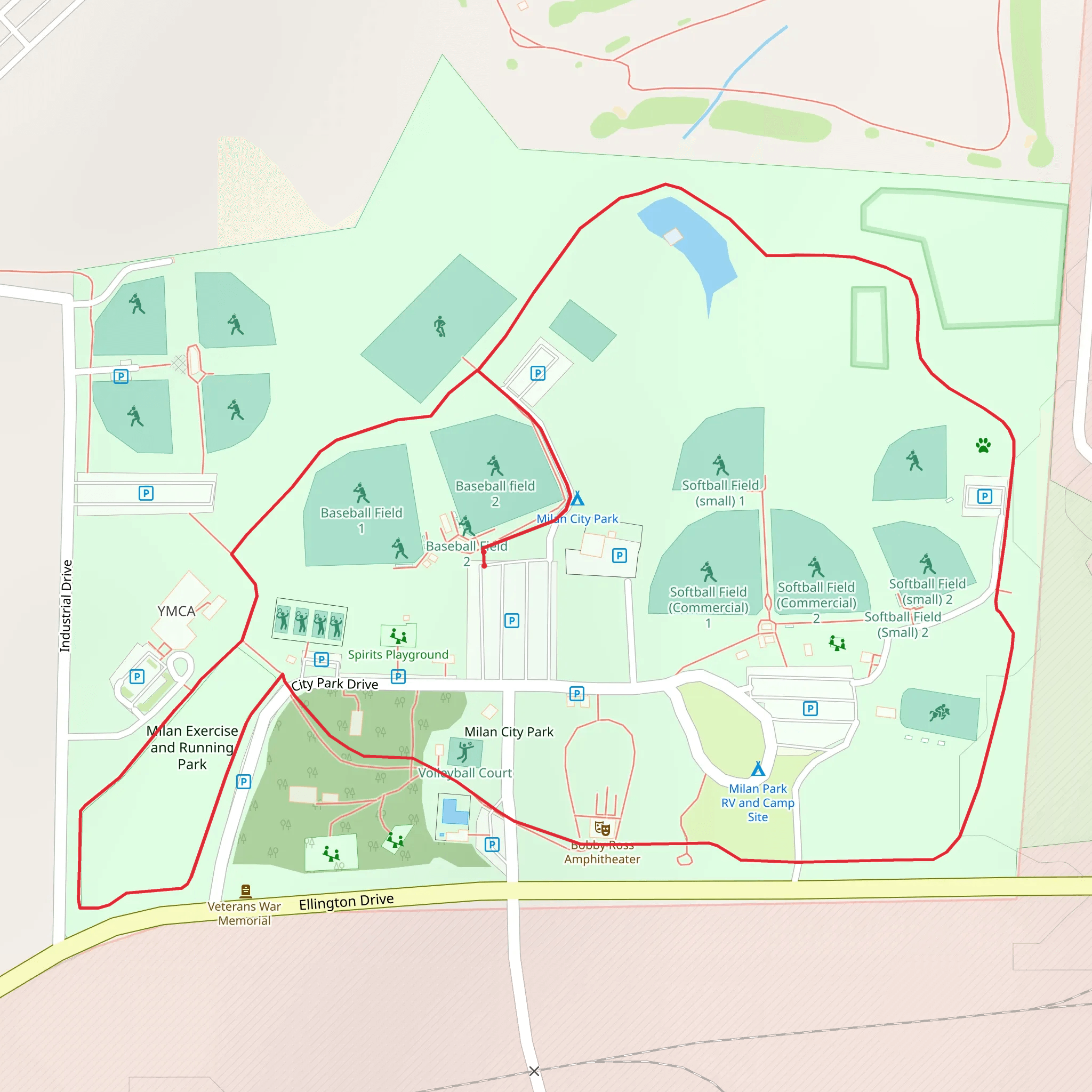 Milan City Park Loop mobile static map