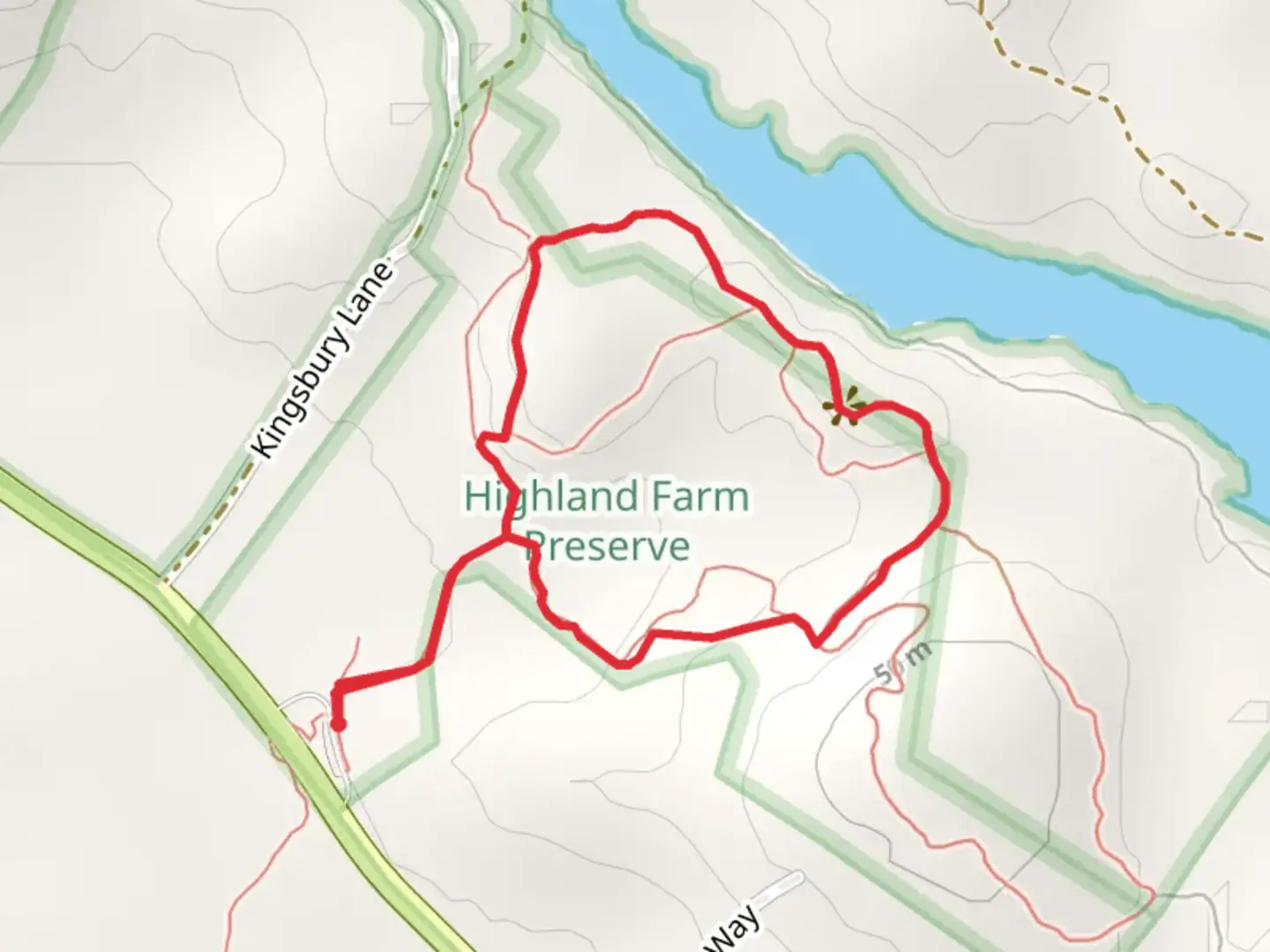 An image depicting the trail Field Trail, NEC Trail and Ridge Trail Loop and its surrounding area.