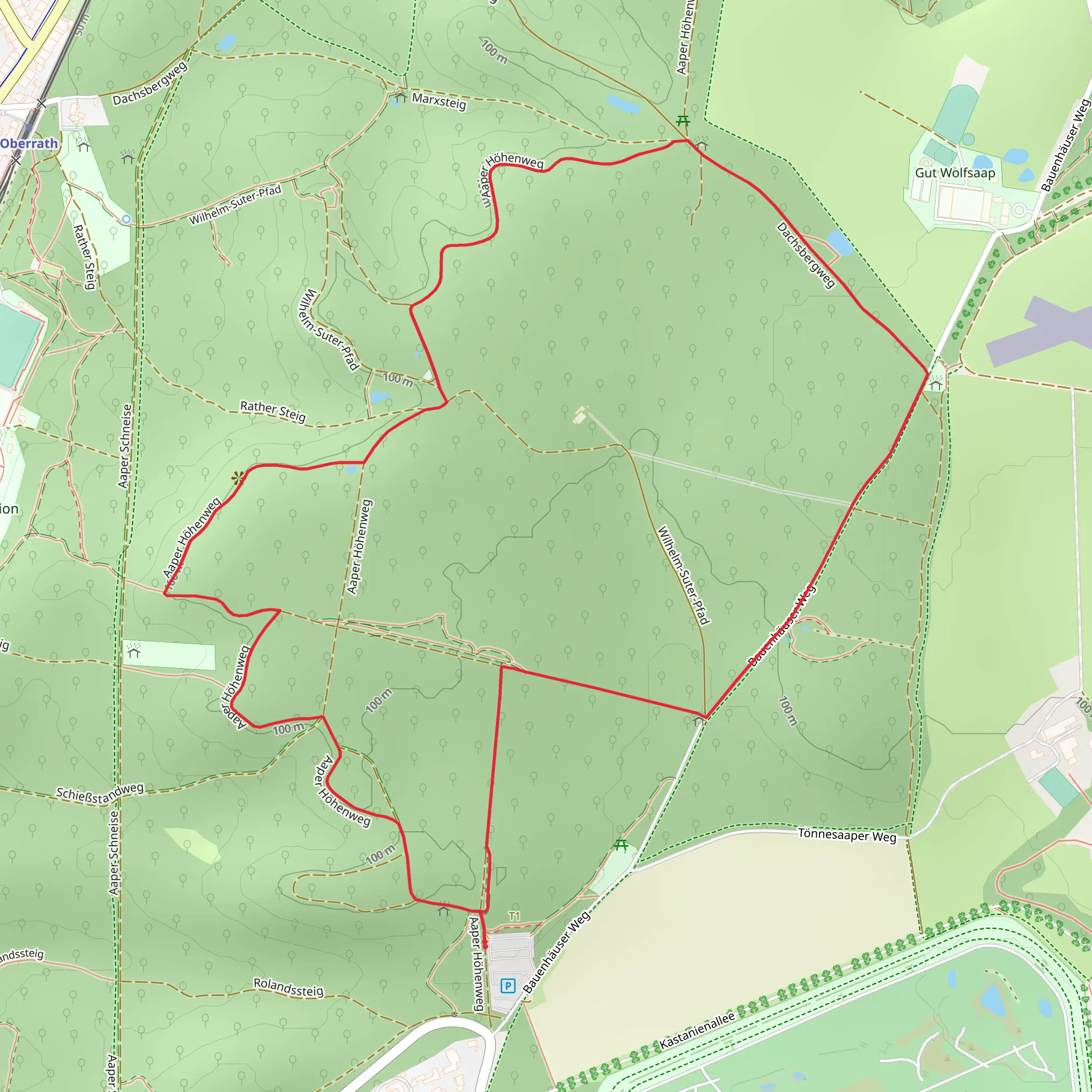 Aaper Wald Loop via Heinrichs Ruh mobile static map