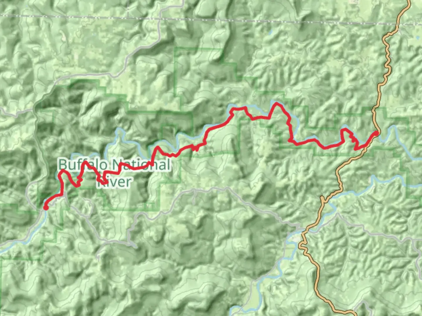 An image depicting the trail Buffalo River Trail - Ponca and its surrounding area.