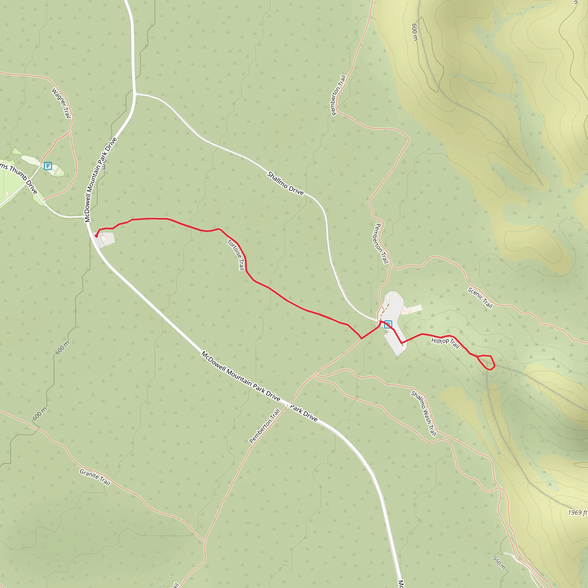 Tortoise Trail and Hilltop Trail mobile static map
