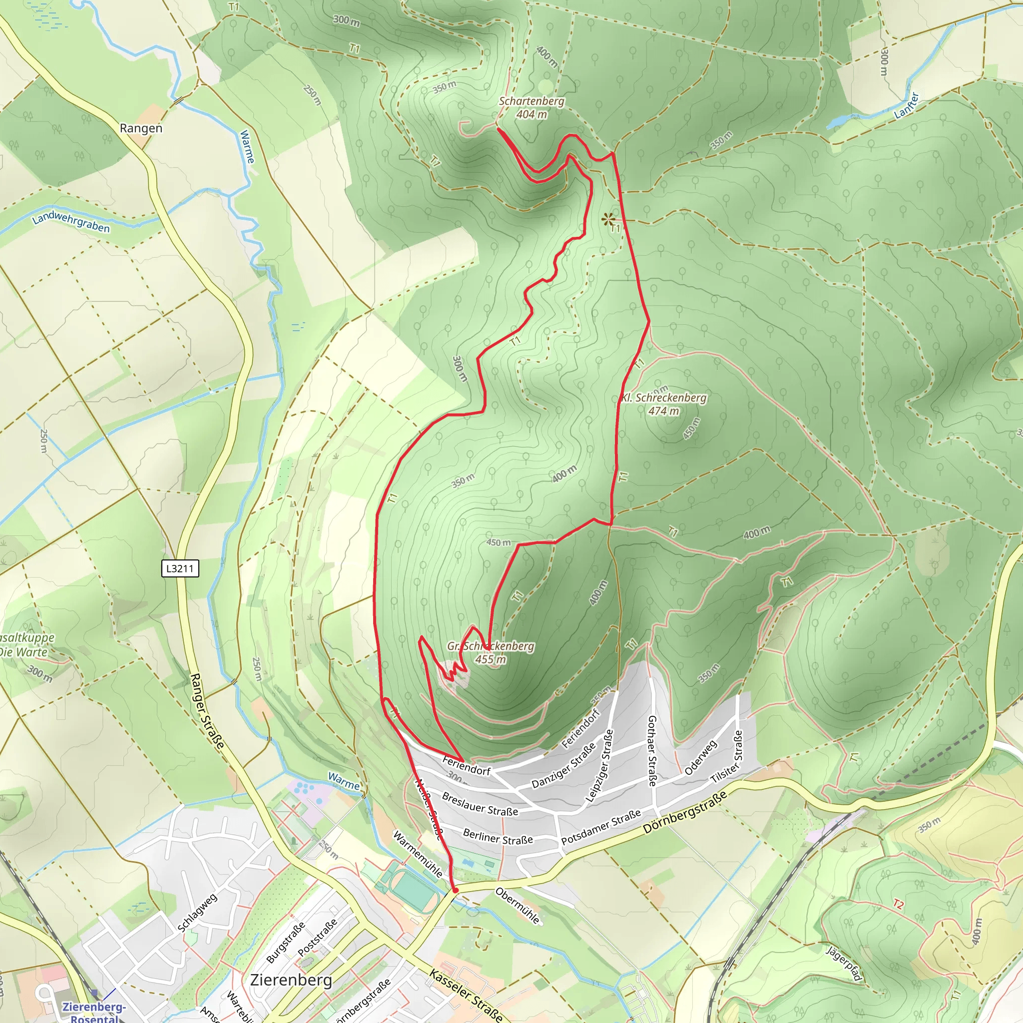 Schreckenbergturm via Zierenberg mobile static map