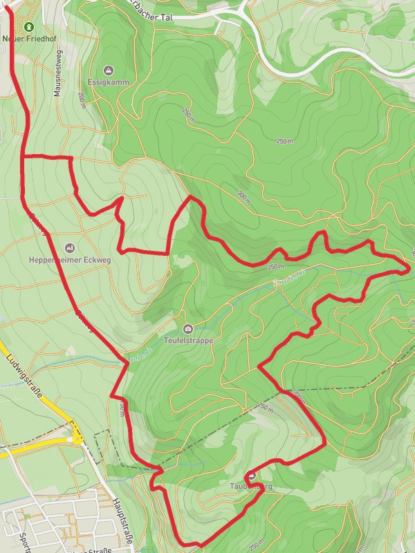 Taubenberg Loop via Burgensteig Bergstrasse