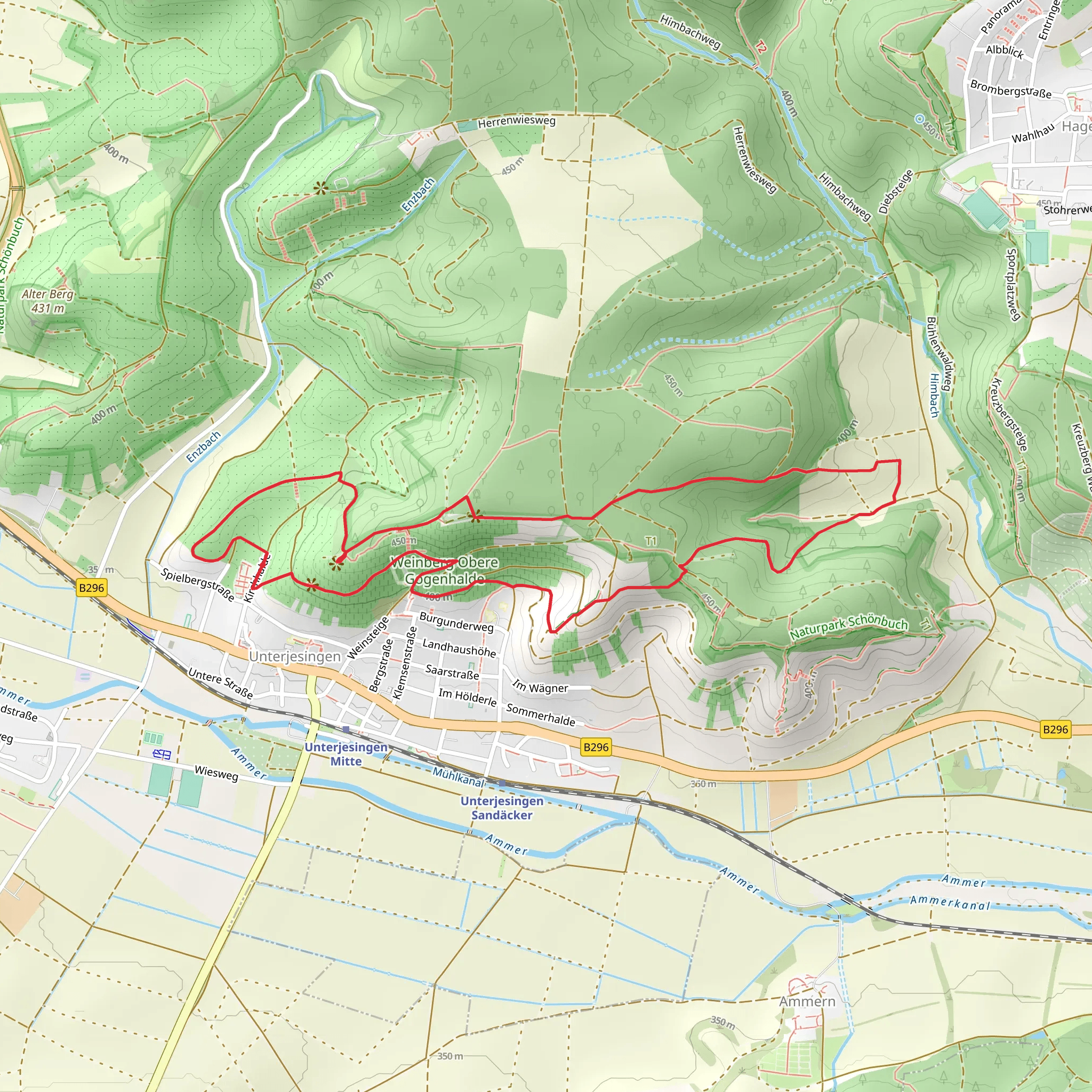 Bayler Kap and Muerle via Unterjesinger Wengertwegle mobile static map