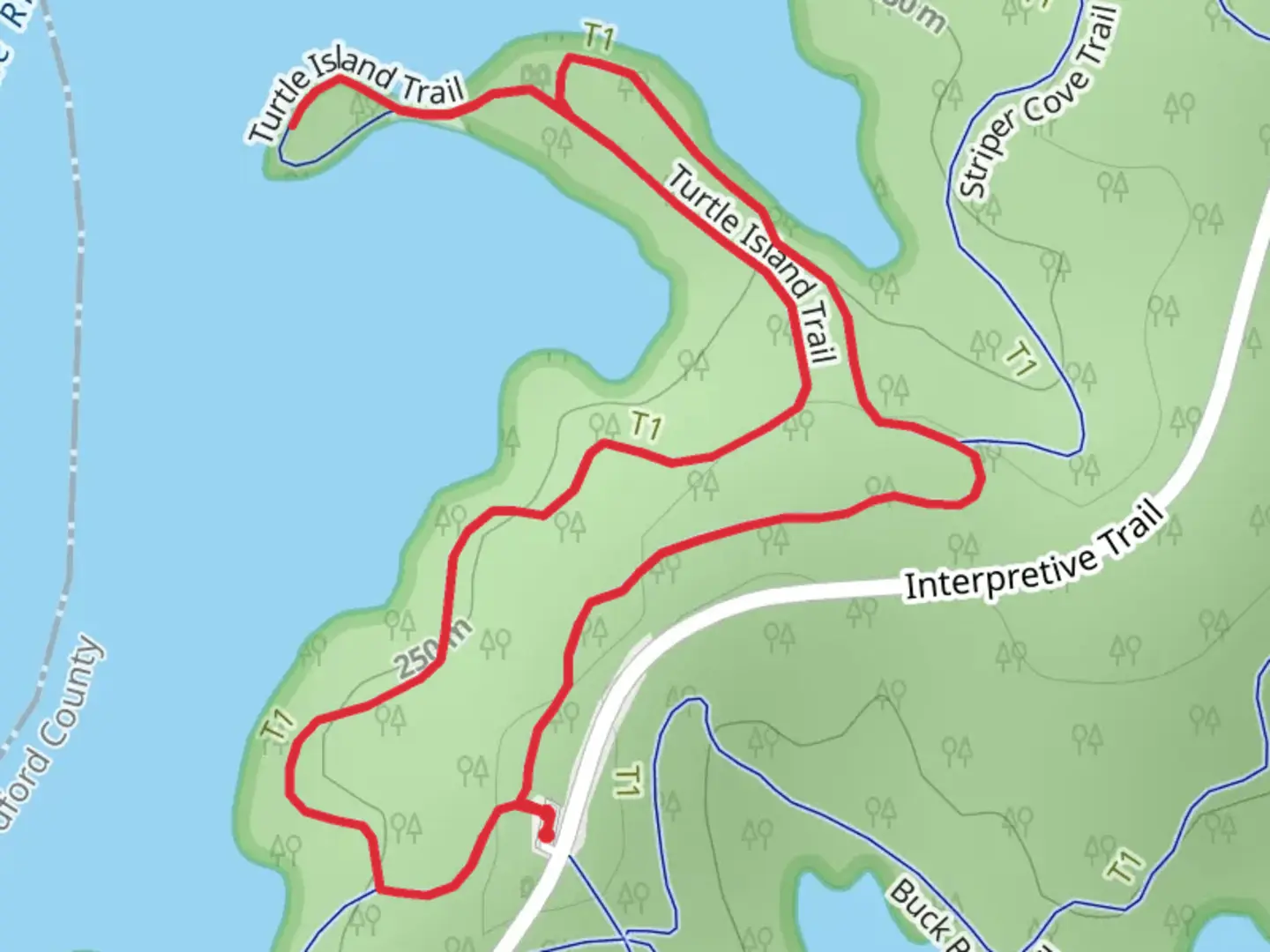 An image depicting the trail Turtle Island Loop Trail and its surrounding area.