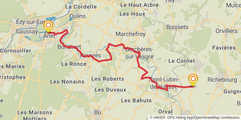 GR 22 - De Paris Au Mont Saint Michel stage 6 Map