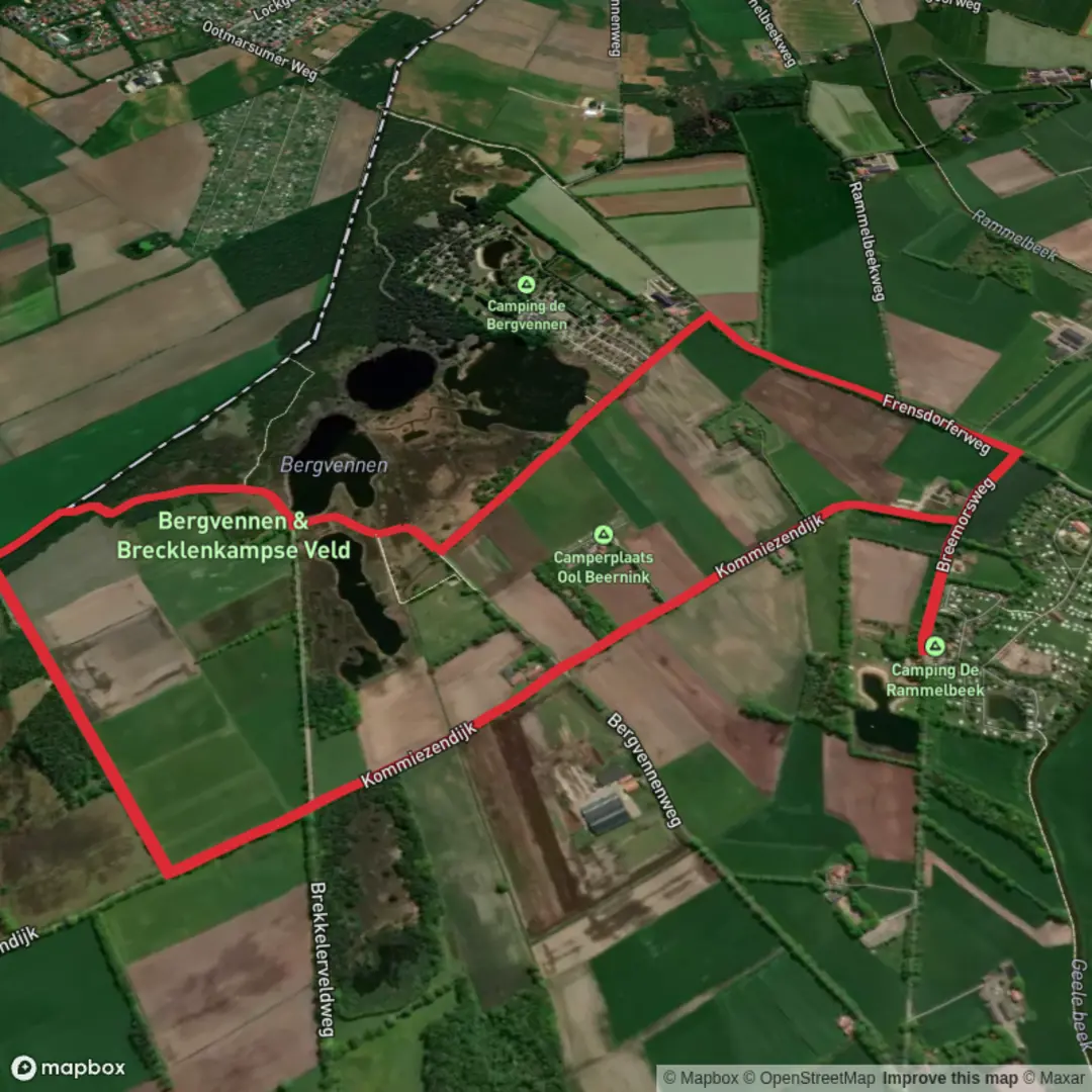 An image depicting the trail Bergvennen Loop and its surrounding area.