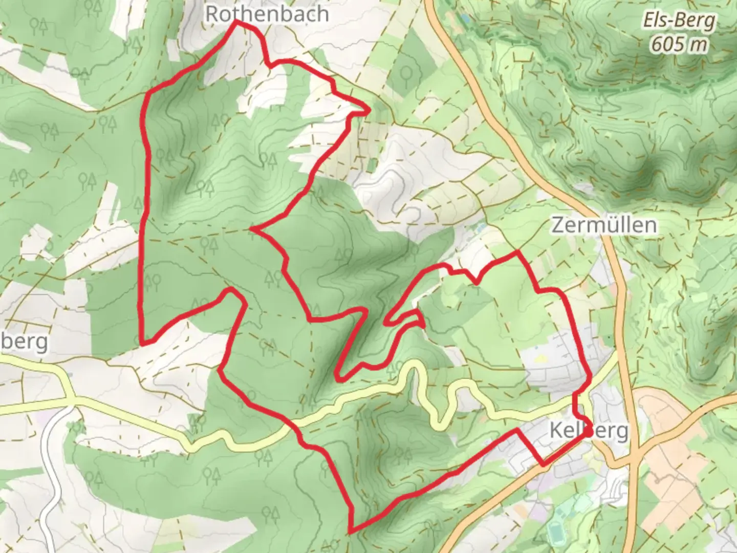 An image depicting the trail Kelberg North Loop and its surrounding area.