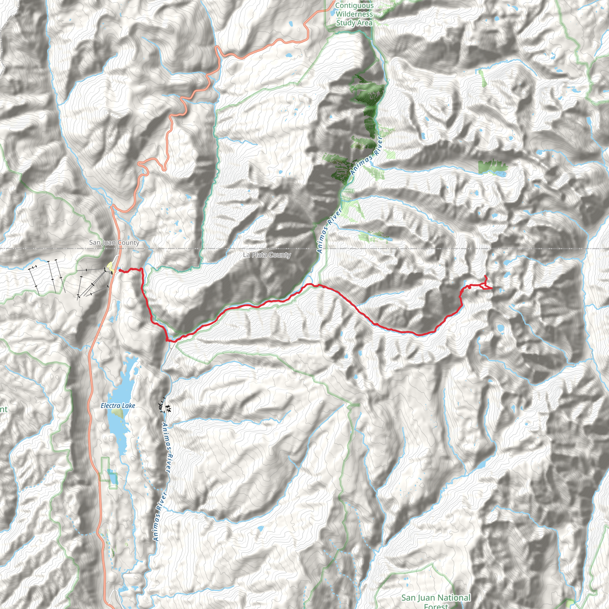 Windom Peak and Sunshine Peak via Purgatory Trail mobile static map