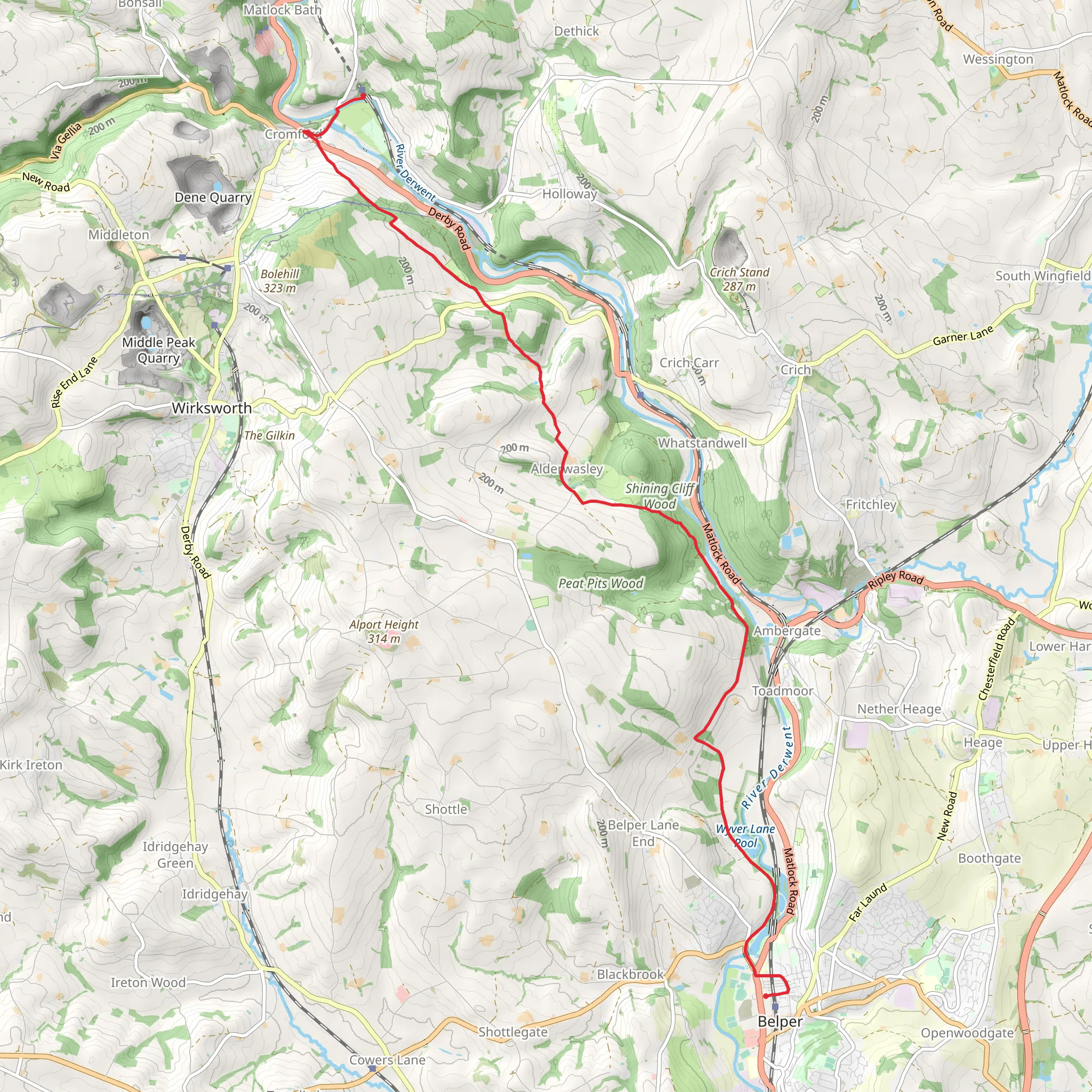Belper to Cromford - Amber Valley mobile static map
