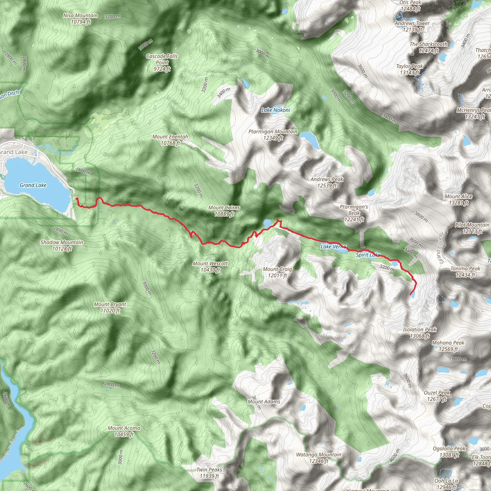 East Inlet Trail mobile static map