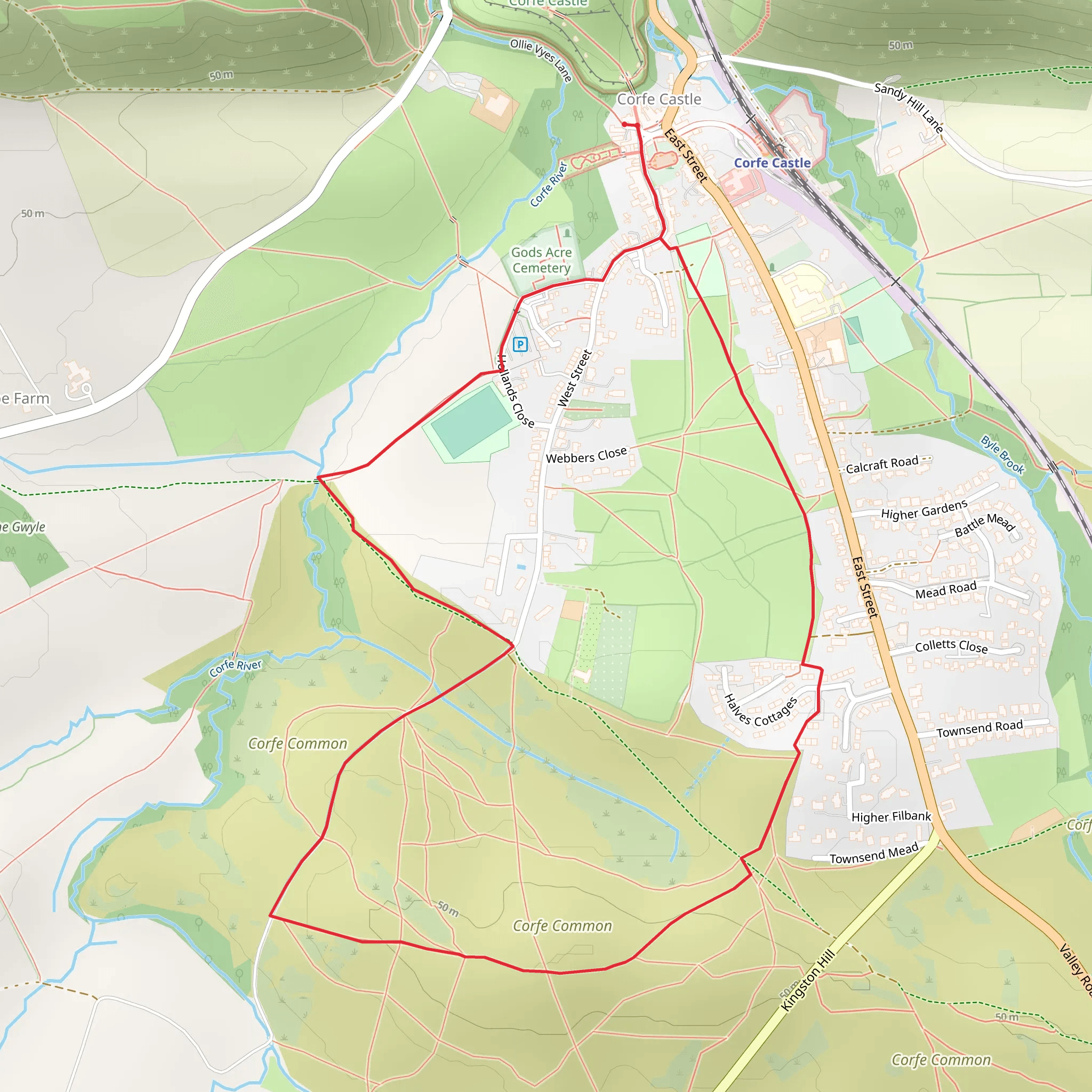 Corfe Common History Walk mobile static map