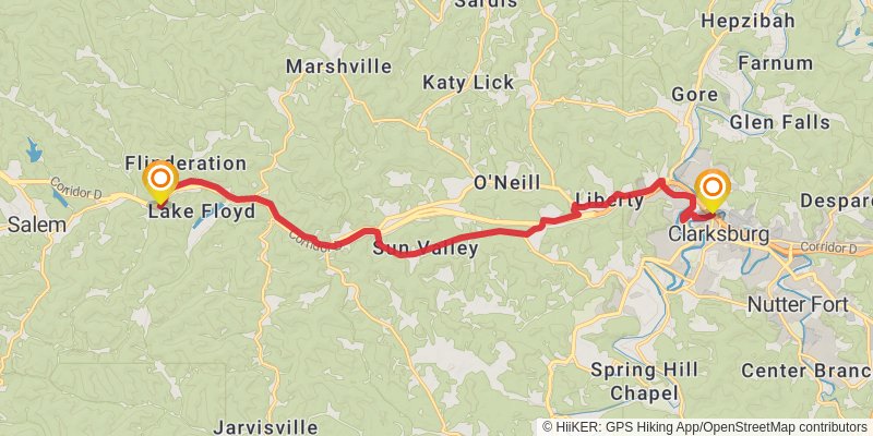 American Discovery Trail - West Virginia stage 18 Map