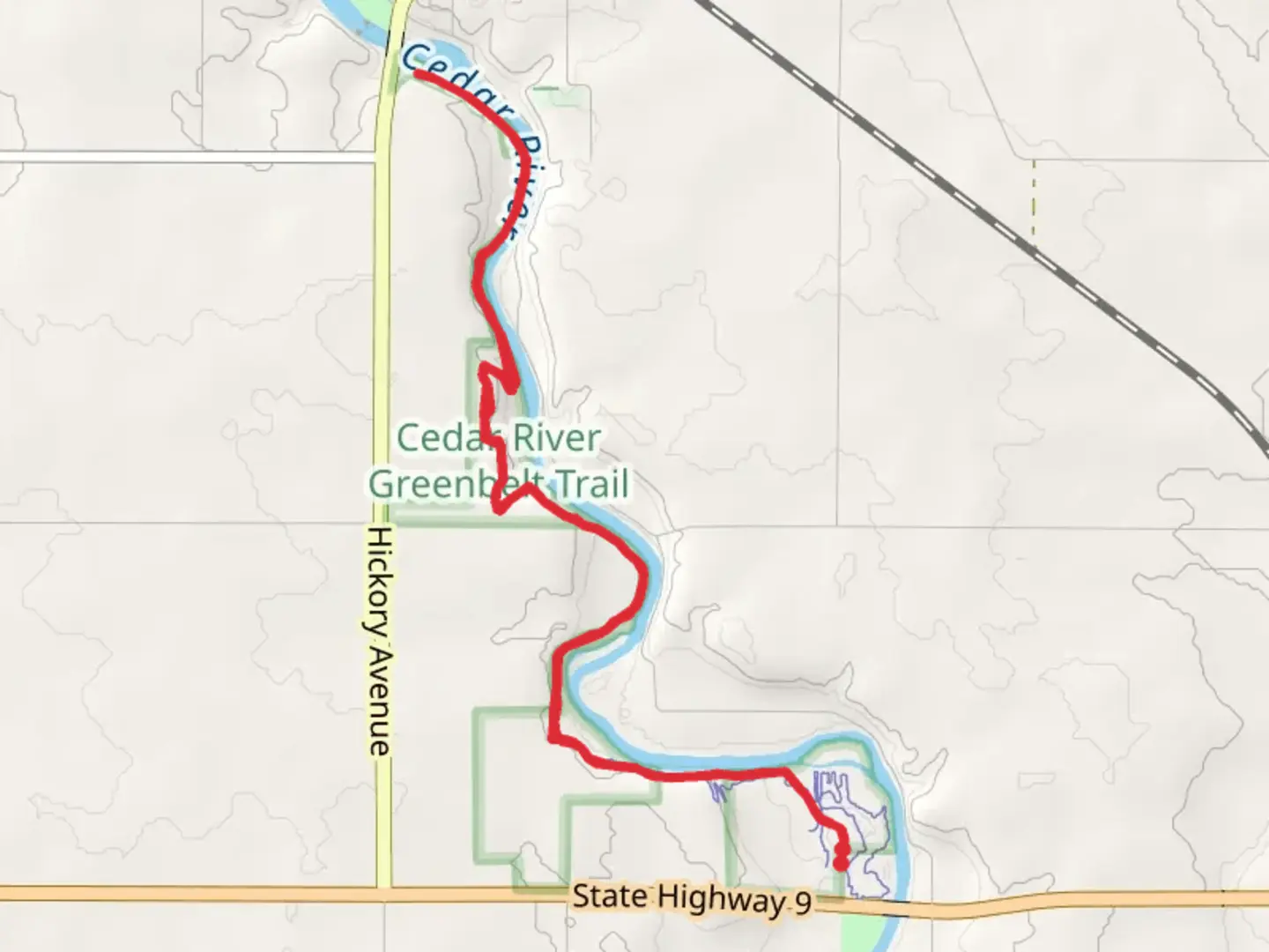 An image depicting the trail Cedar River Greenway - State Highway 9 and its surrounding area.