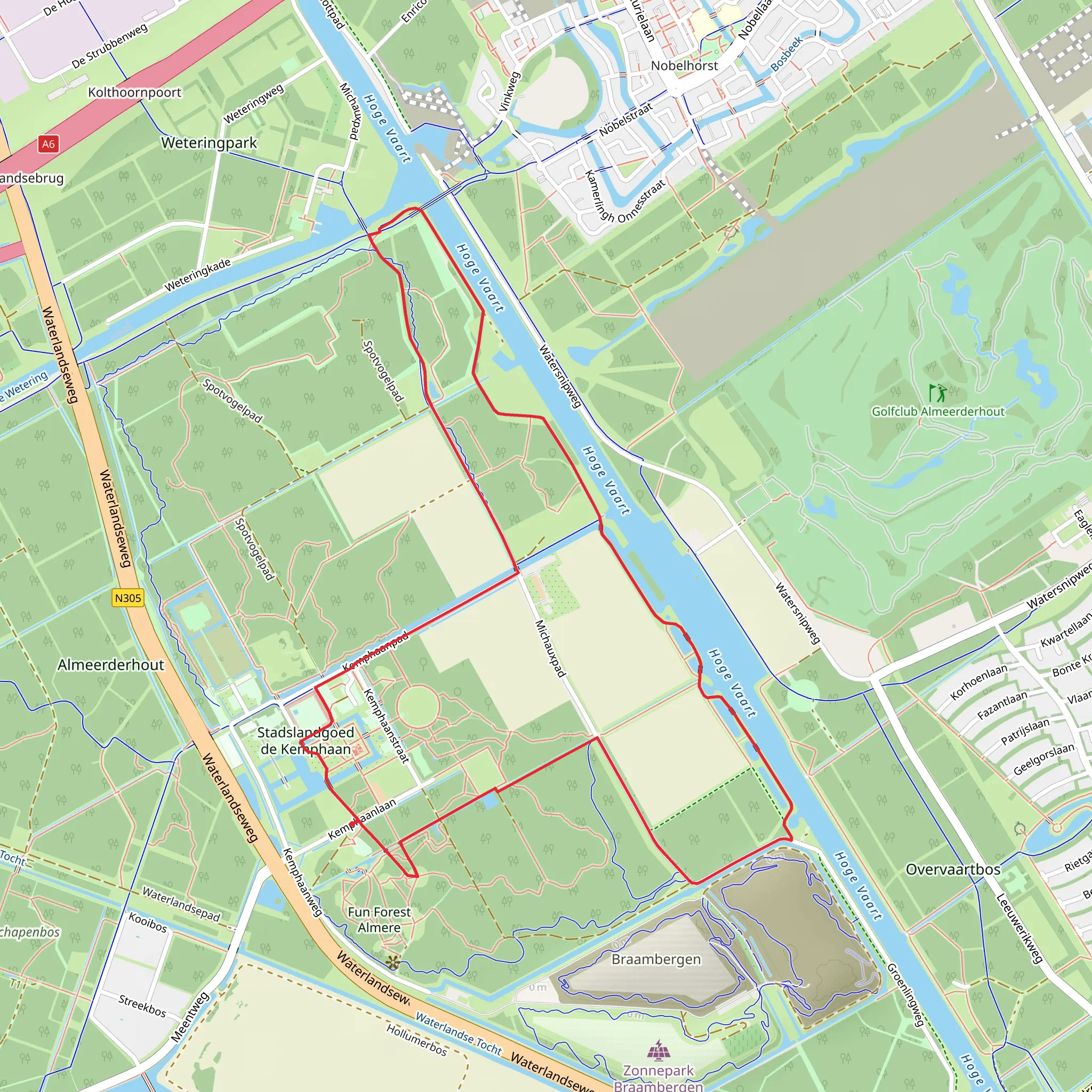Kemphaanpad, Vier Bruggenpad and Michauzpad Loop mobile static map