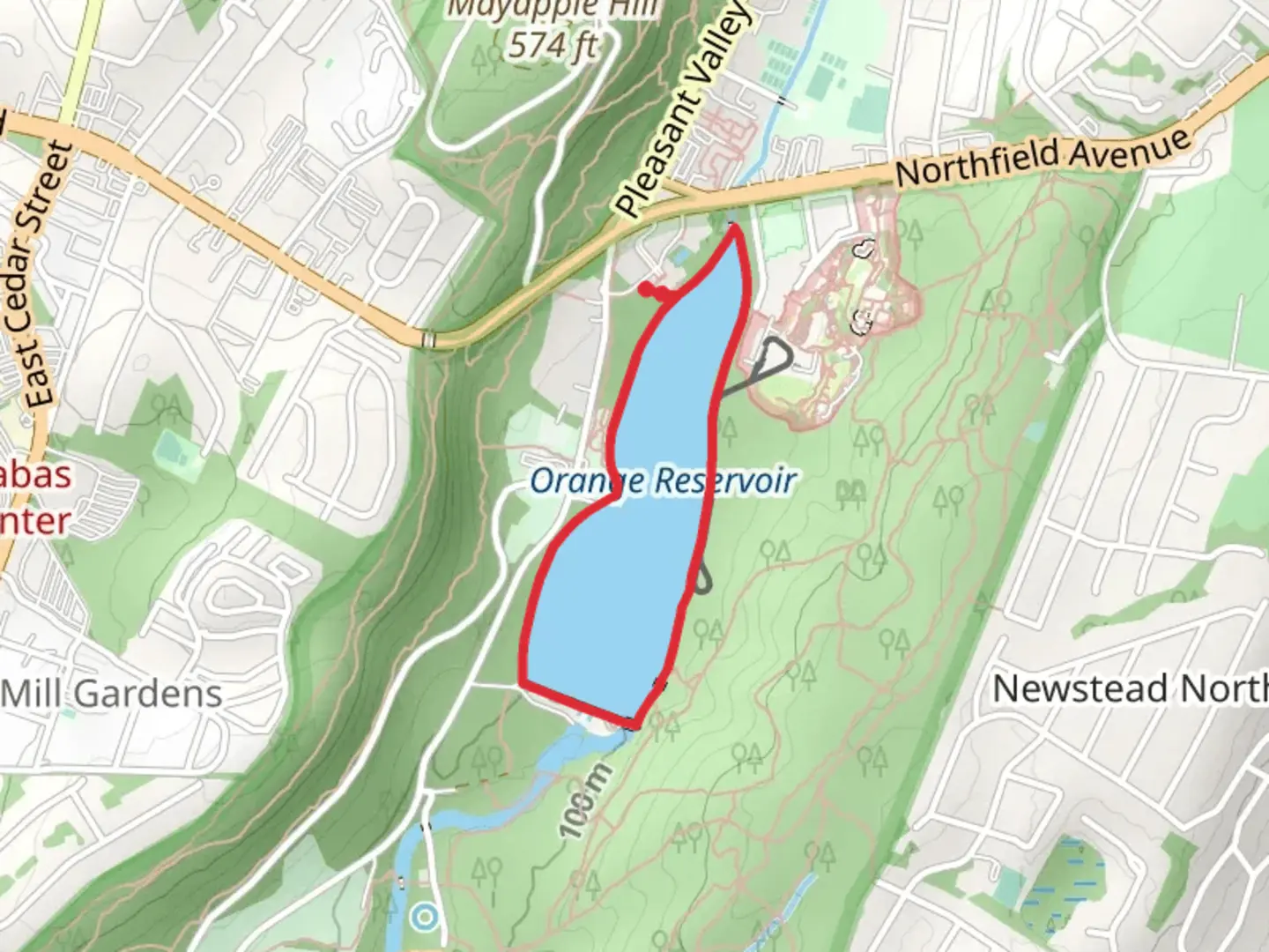 An image depicting the trail Orange Reservoir Loop via Reservoir Walking Path and its surrounding area.