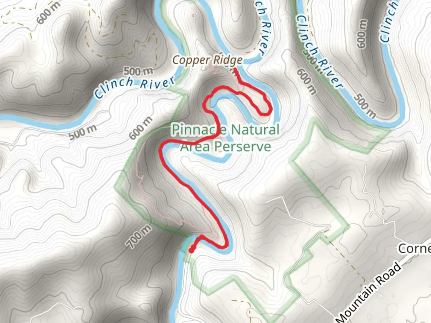An image depicting the trail Big Cedar Creek and Pinnacle View Trail and its surrounding area.