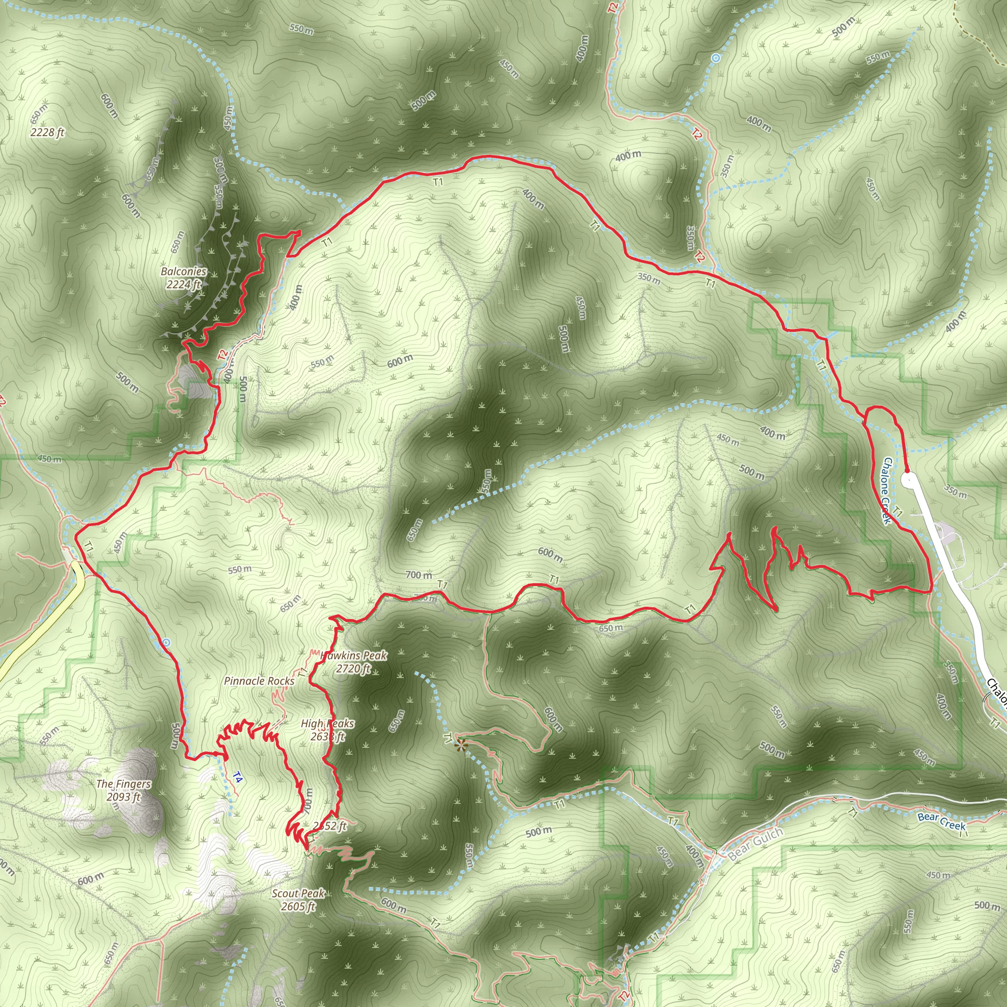 Pinnacle Rocks, High Peaks and Balconies Loop mobile static map