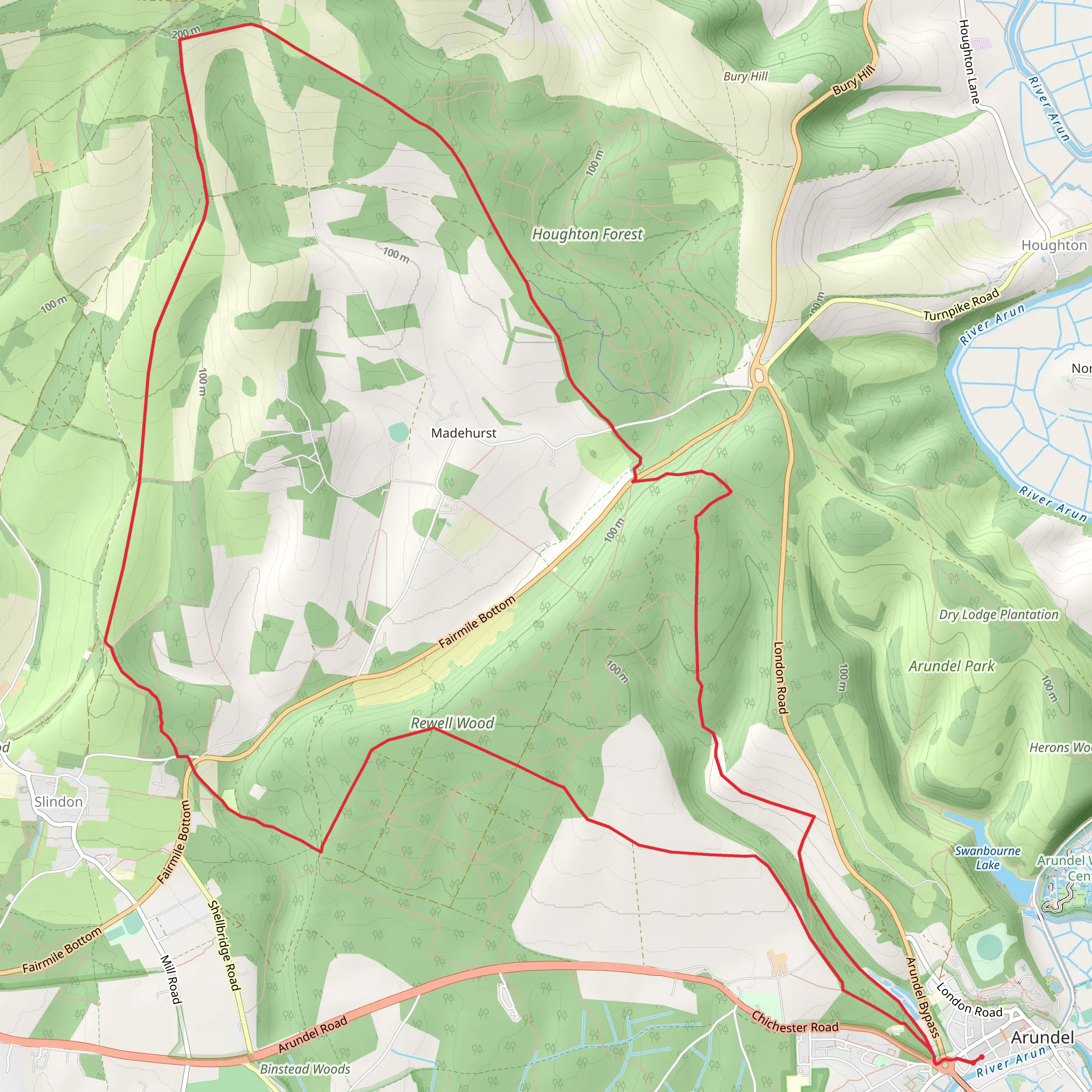 Arundel and Madehurst Loop mobile static map
