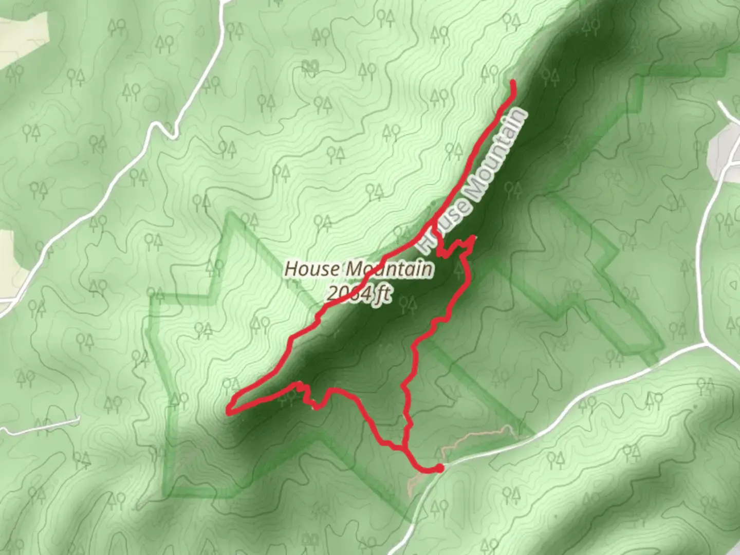 An image depicting the trail House Mountain Loop and its surrounding area.