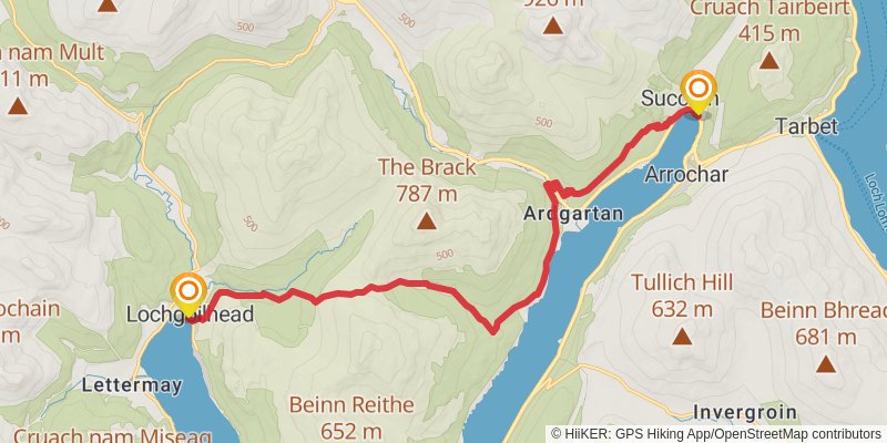 Loch Lomond and Cowal Way stage 5 Map