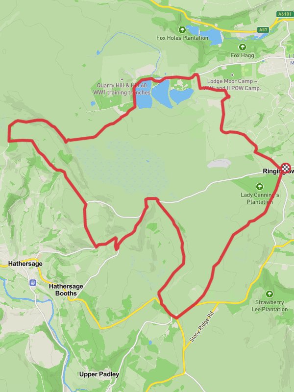 Ringinglow Western Loop via Stanedge Pole and Redmires Reservoirs mobile static map